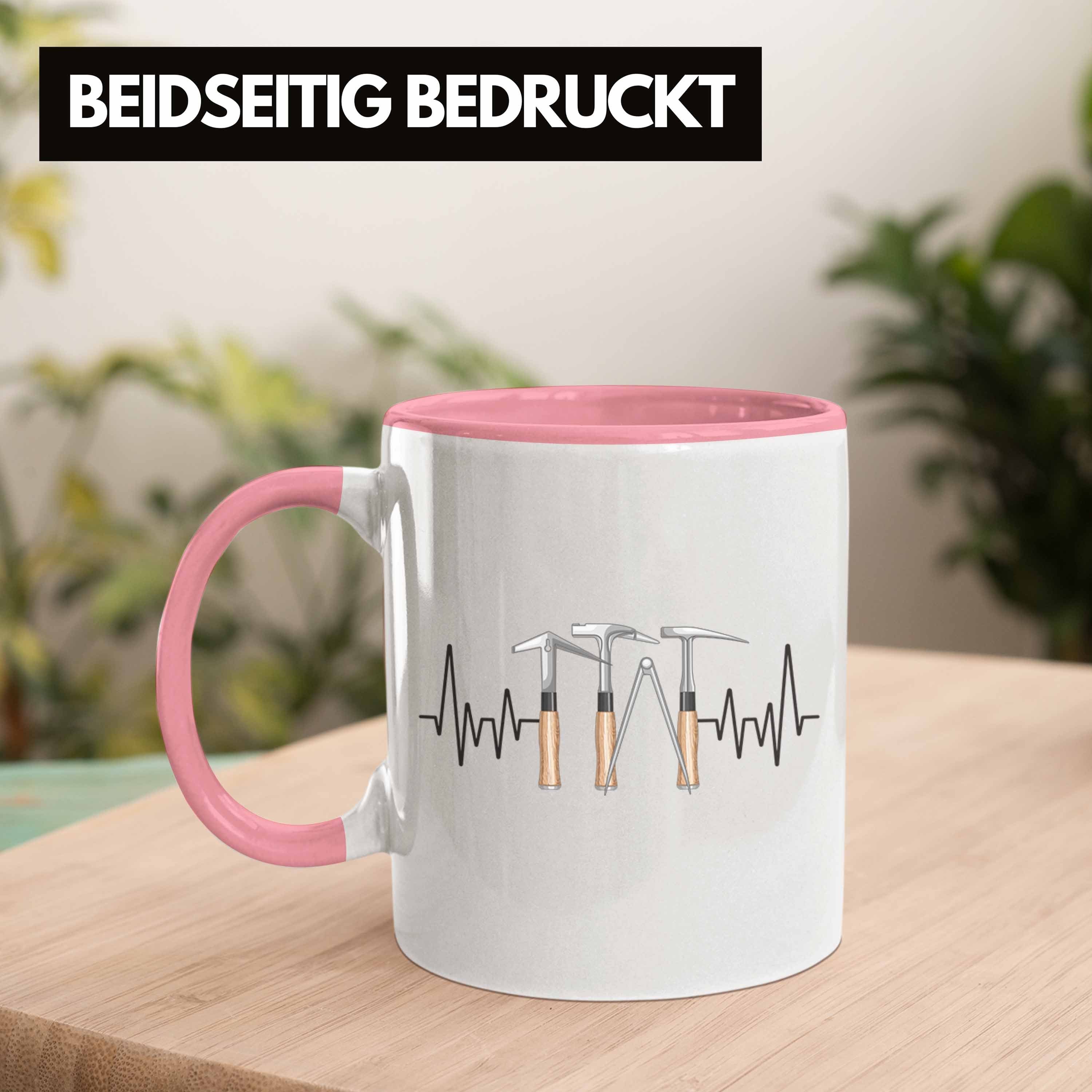 Dachdecker Geschenk Trendation Trendation Dachdec Tasse für - Rosa Herzschlag Tasse Werkzeug