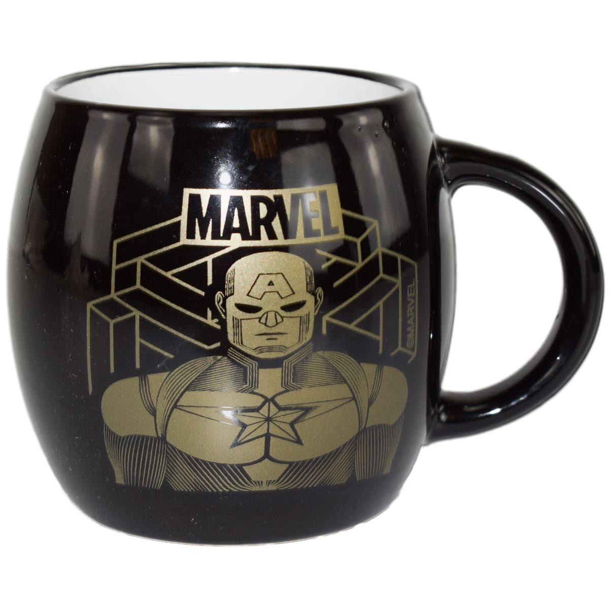 Motiv Tasse Keramik, in ml, Bauch Tasse Avengers 380 authentisches doppelseitiges Marvel Schwarz mit Stor Design