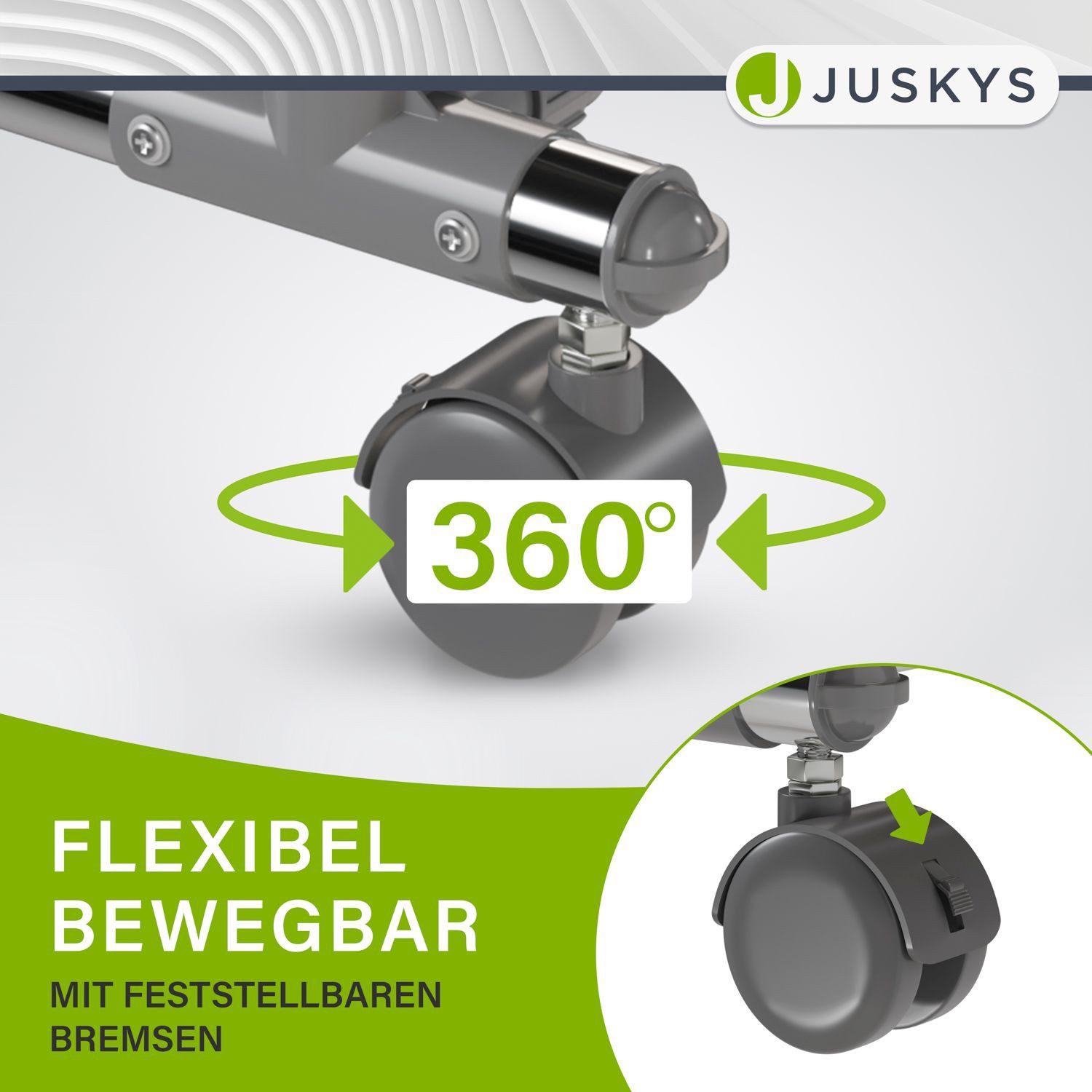 Juskys Kleiderständer, (Stangen stufenlos höhenverstellbar & ausziehbar), mit Doppelstange & Ablage, freistehender Metall Ständer auf Rollen