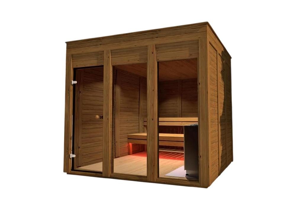 JVmoebel Saunahaus Holzsauna für den Garten in Braun - Trockensauna für Wellness, (1-St) Made in Europe