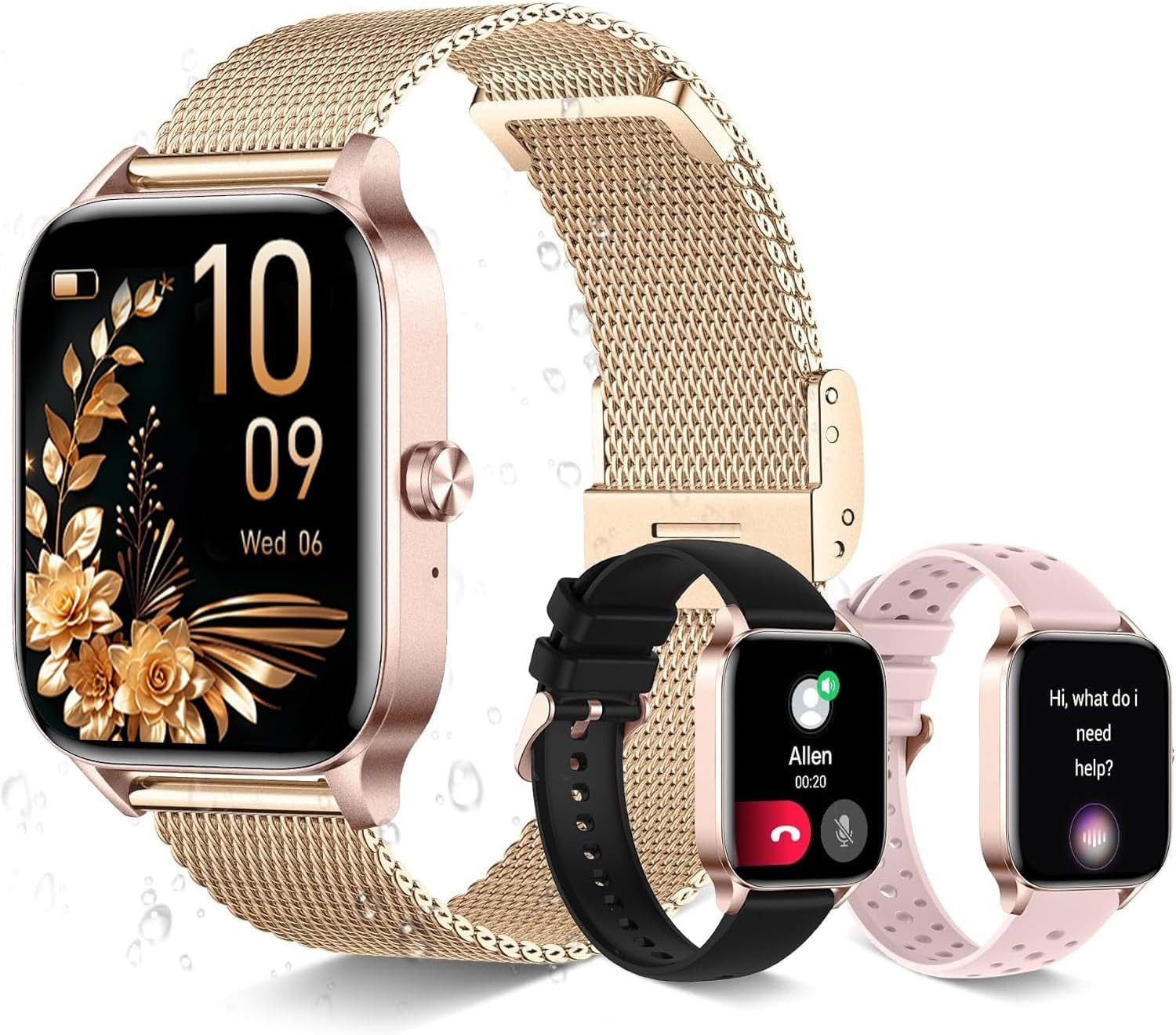 INNOFOVO I126PINK Smartwatch (4,7 cm, Android iOS), Smartwatch Damen mit Telefonfunktion, 130 Sportmodi