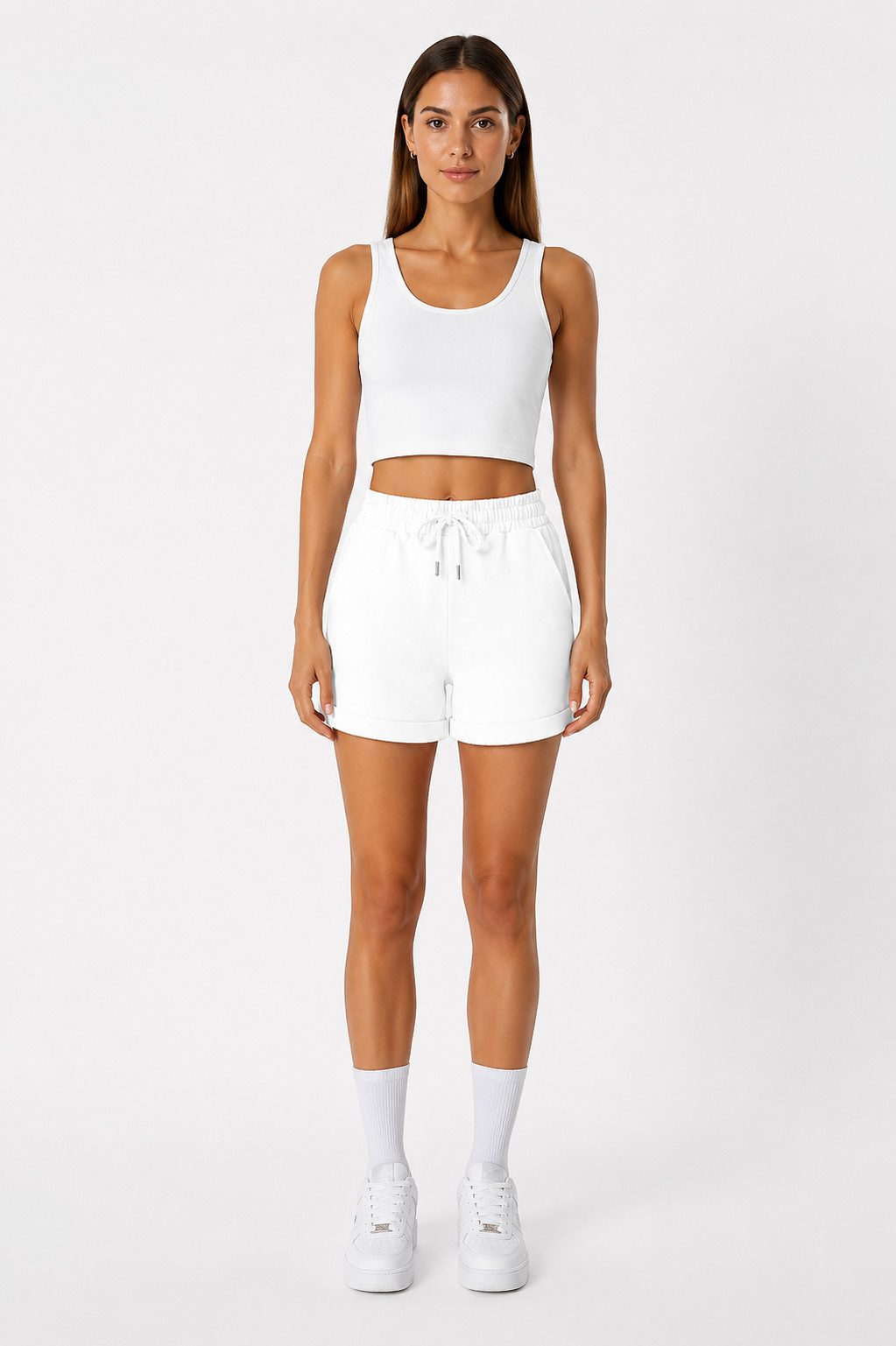 Smith & Solo Sweatshorts Kurze Hose Damen Shorts (1-tlg) Basic, Lycra, umschlagene Beinsaum