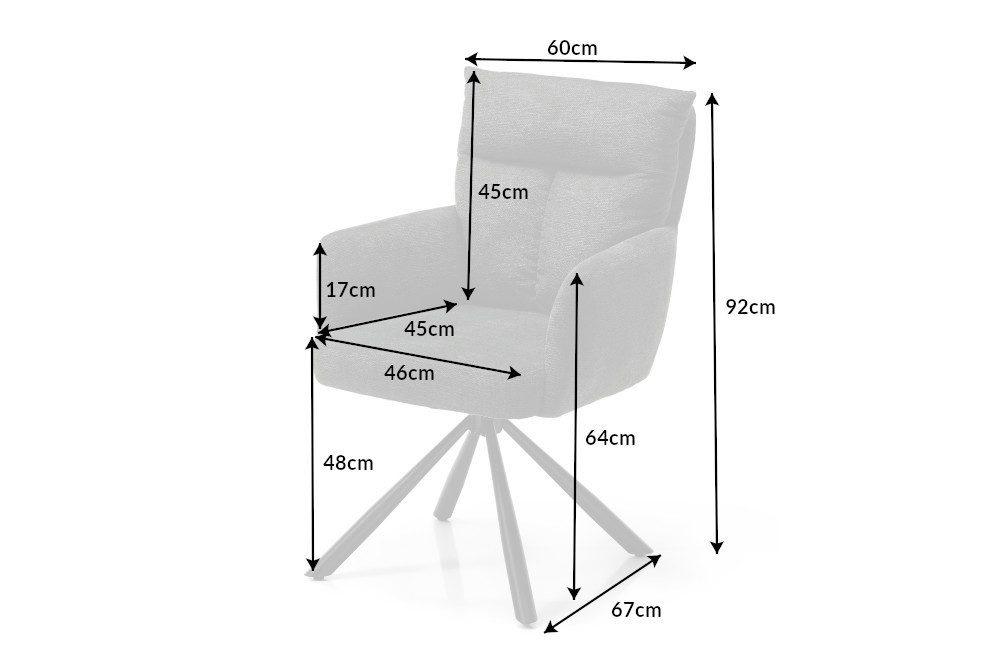riess-ambiente Polsterstuhl BIG GEORGE grau – 360° drehbar, mit Armlehnen & Federkern (Einzelartikel, 1 St), Strukturstoff & stabiles Metallgestell - ideal für  – Bild 5 von 5
