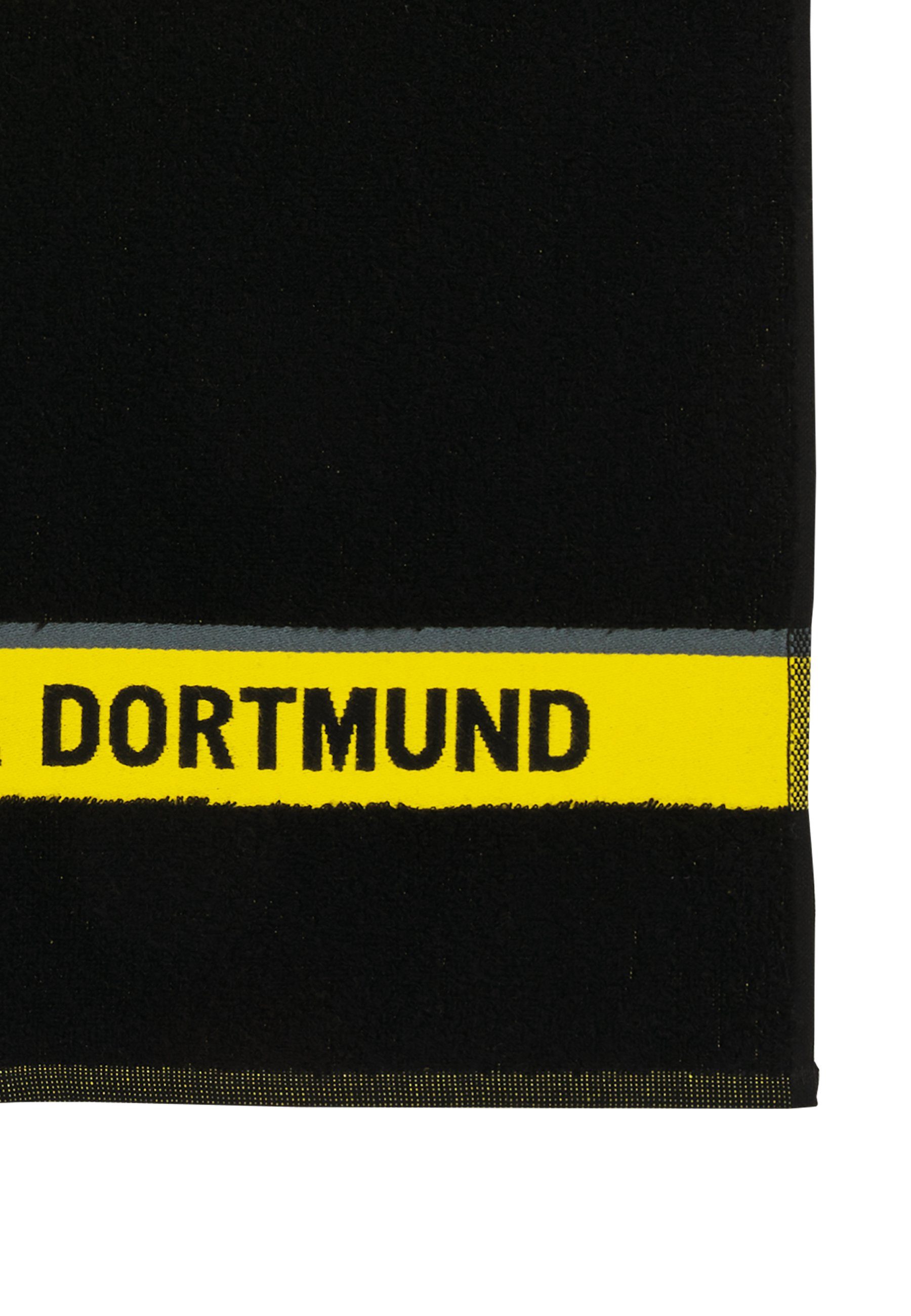 BVB Duschtuch BVB-Duschtuch Emblem 70x140 cm, Baumwolle (Set, 1-St), Mit gewebter Bordüre