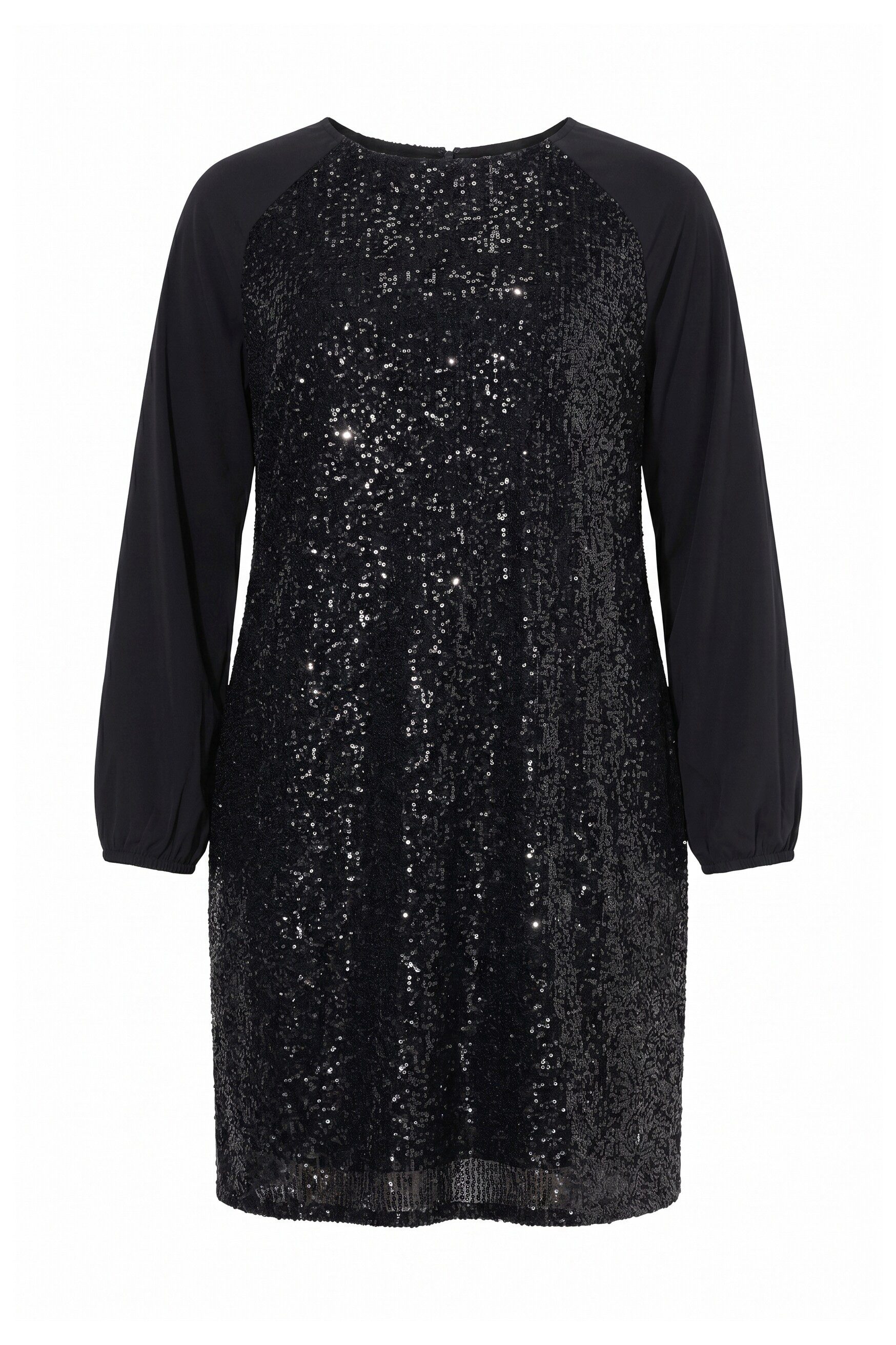 Ulla Popken Minikleid Paillettenkleid Rundhals Raglan-Langarm – Bild 2 von 4