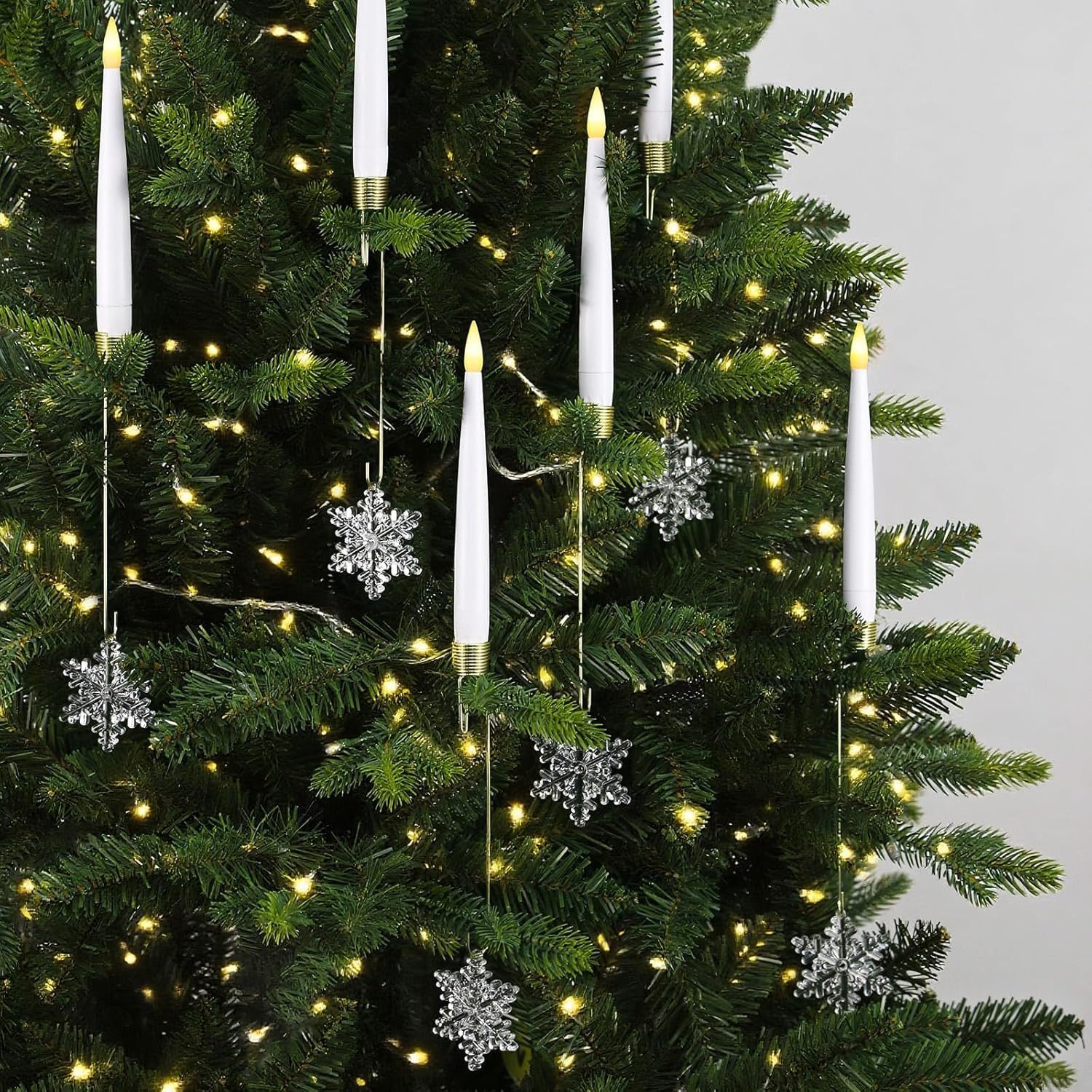 kisidus LED-Kerze LED Weinachtsbaum Kerzen mit Kunststoff-Schneeflockendeko günstig online kaufen