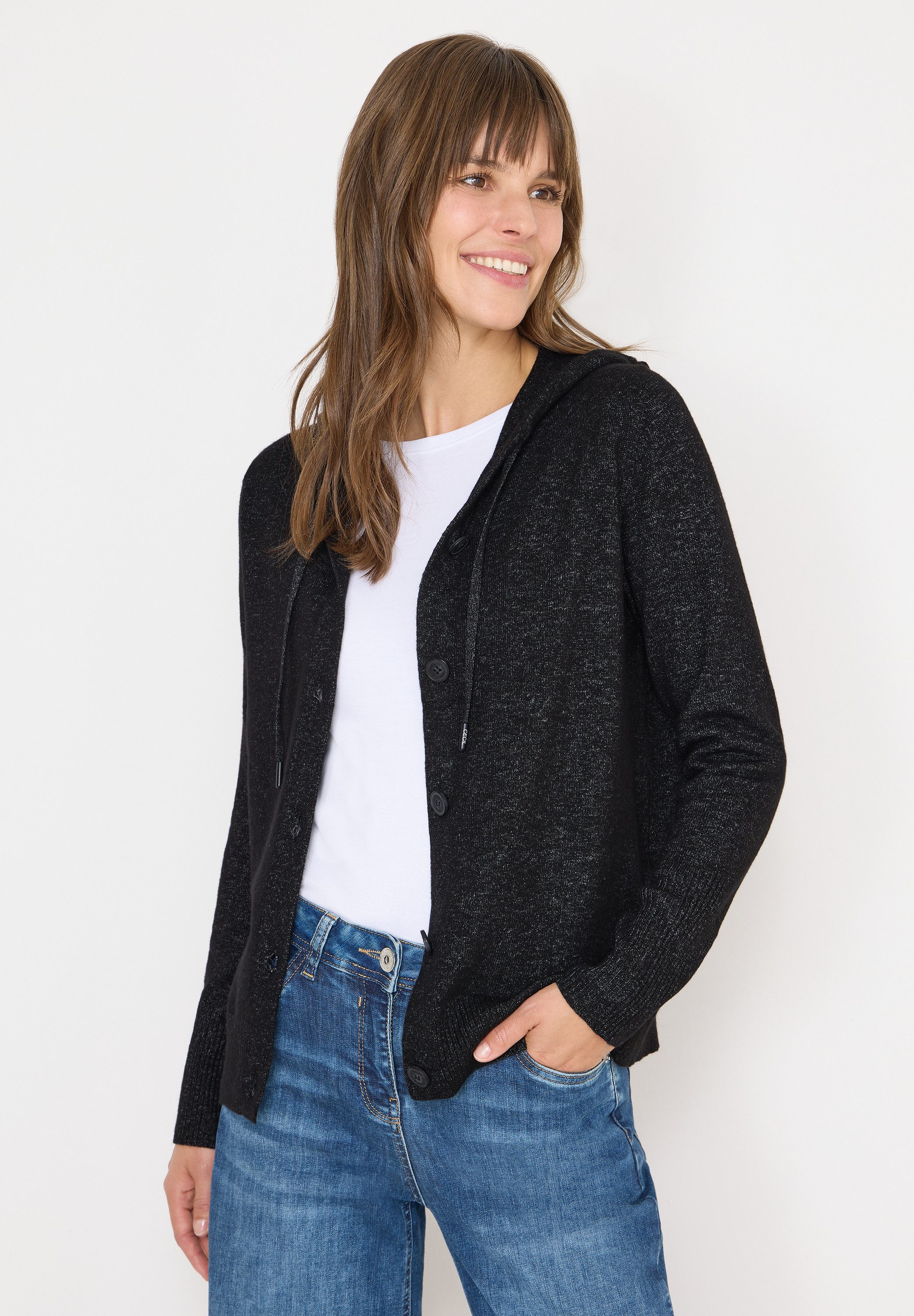 CECIL Cardigan mit Kapuze mit Tunnelzugband