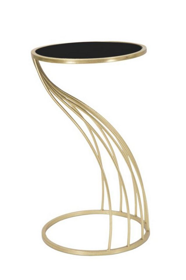 Natur24 Beistelltisch Flush Beistelltisch 35 x 35 x 60 cm MDF Metall Schwarz Gold