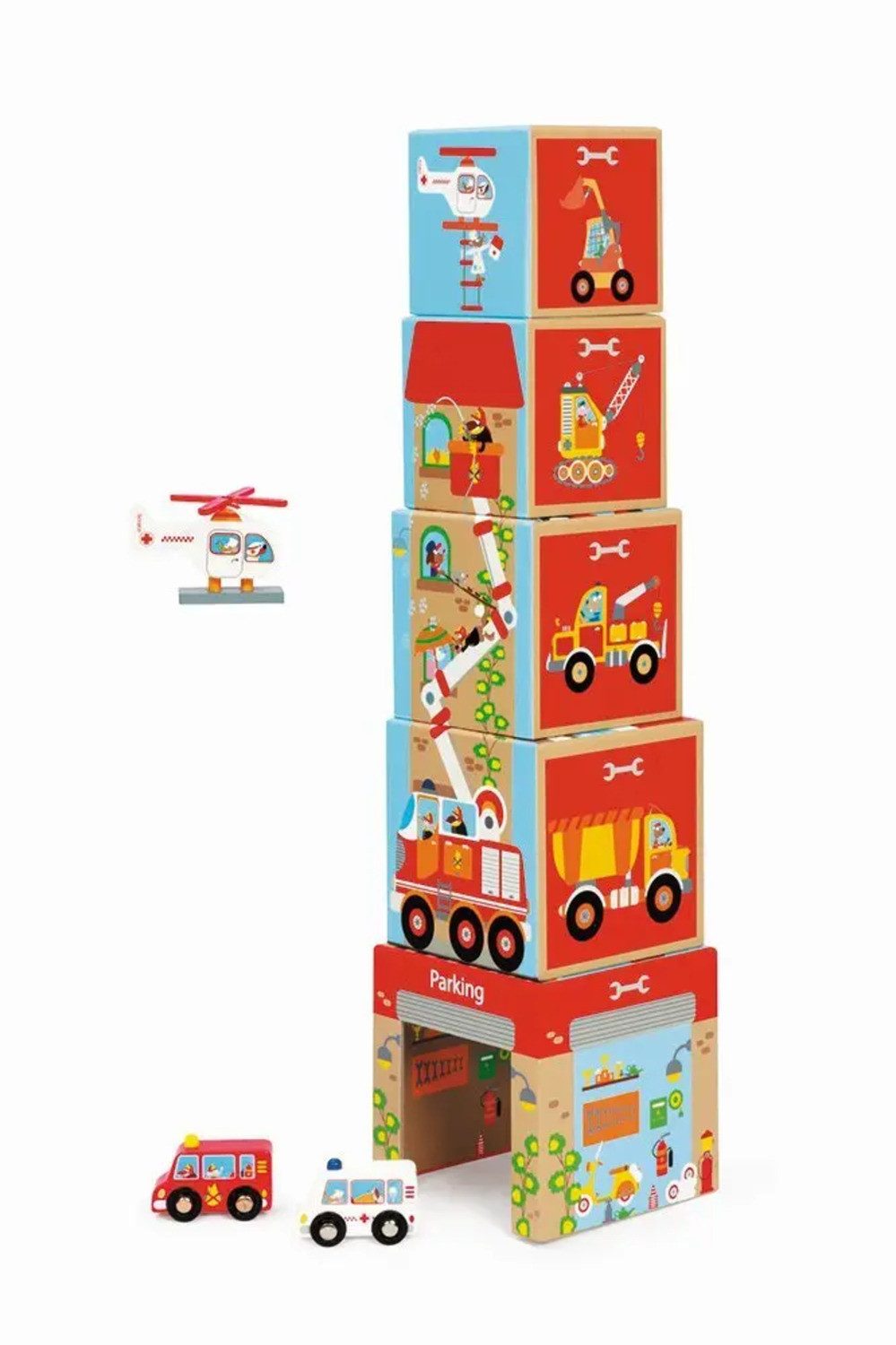 SCRATCH Spiel SCRATCH - Stapelspiel Pyramide mit Auto und Helikopter