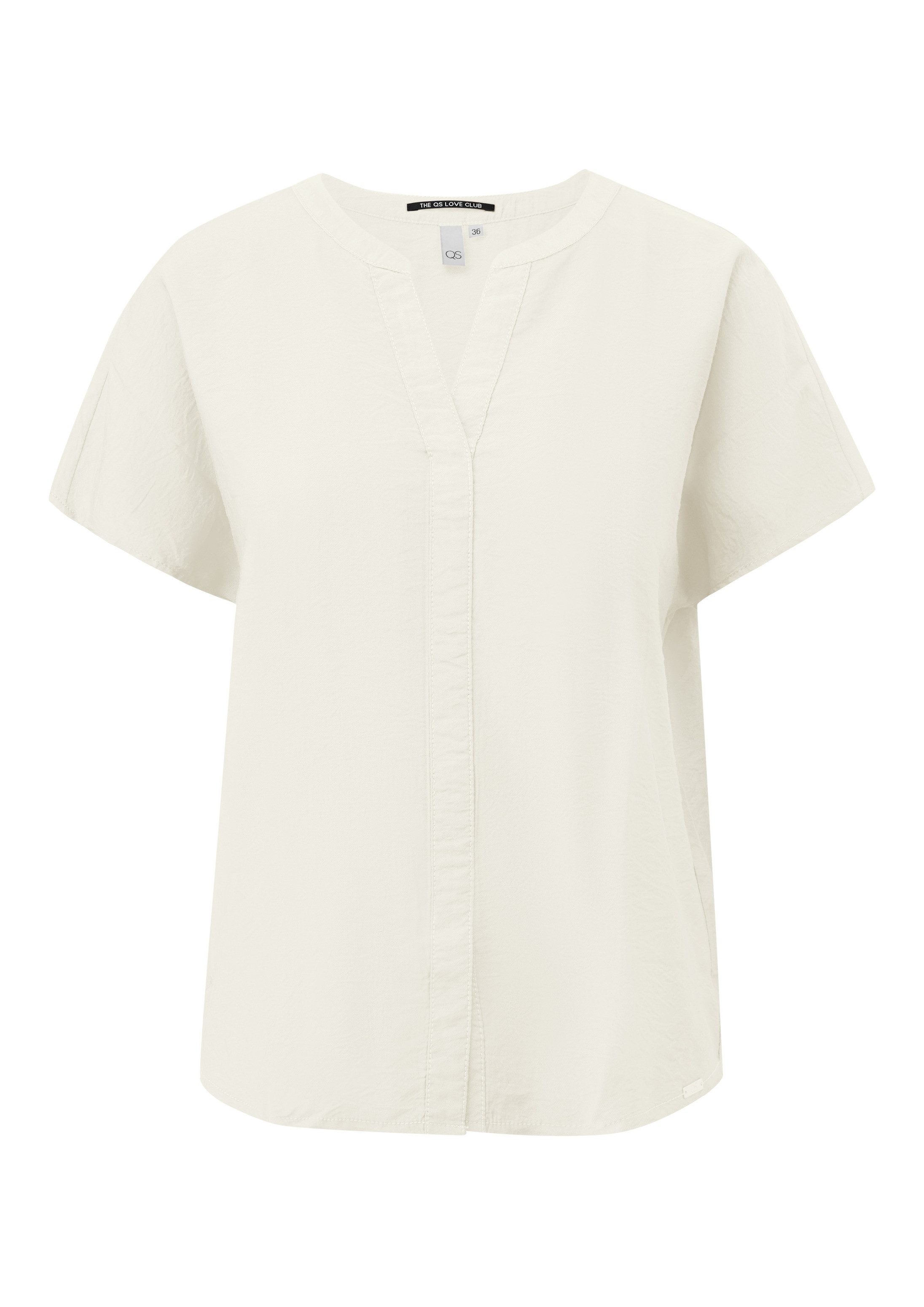 QS Kurzarmbluse Bluse Tunikabluse aus Viskosemix