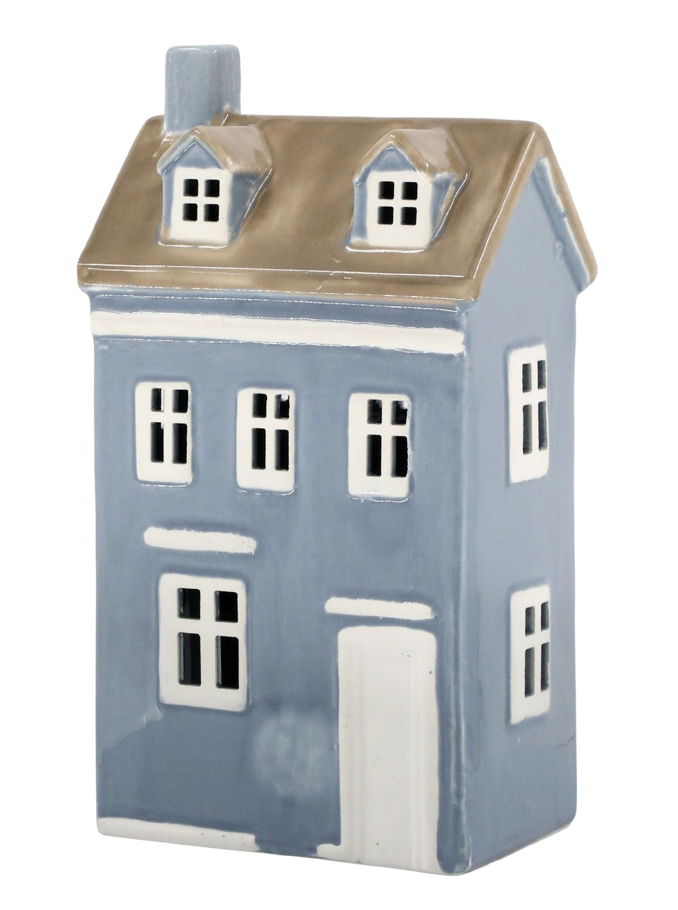 Weihnachtshaus Chic Antique - Lichterhaus Teelichthaus Windlicht H 25cm Blau Keramik