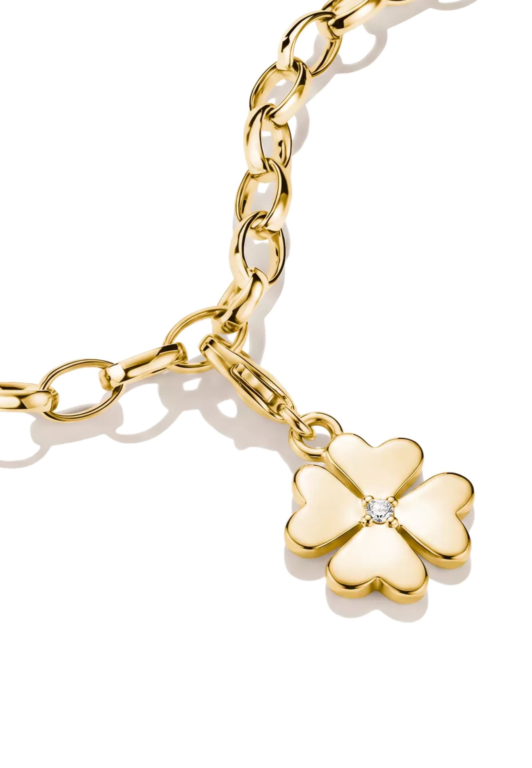 THOMAS SABO Kettenanhänger Vergoldeter Kleeblatt Charm-Anhänger mit Zirkonia (Set)
