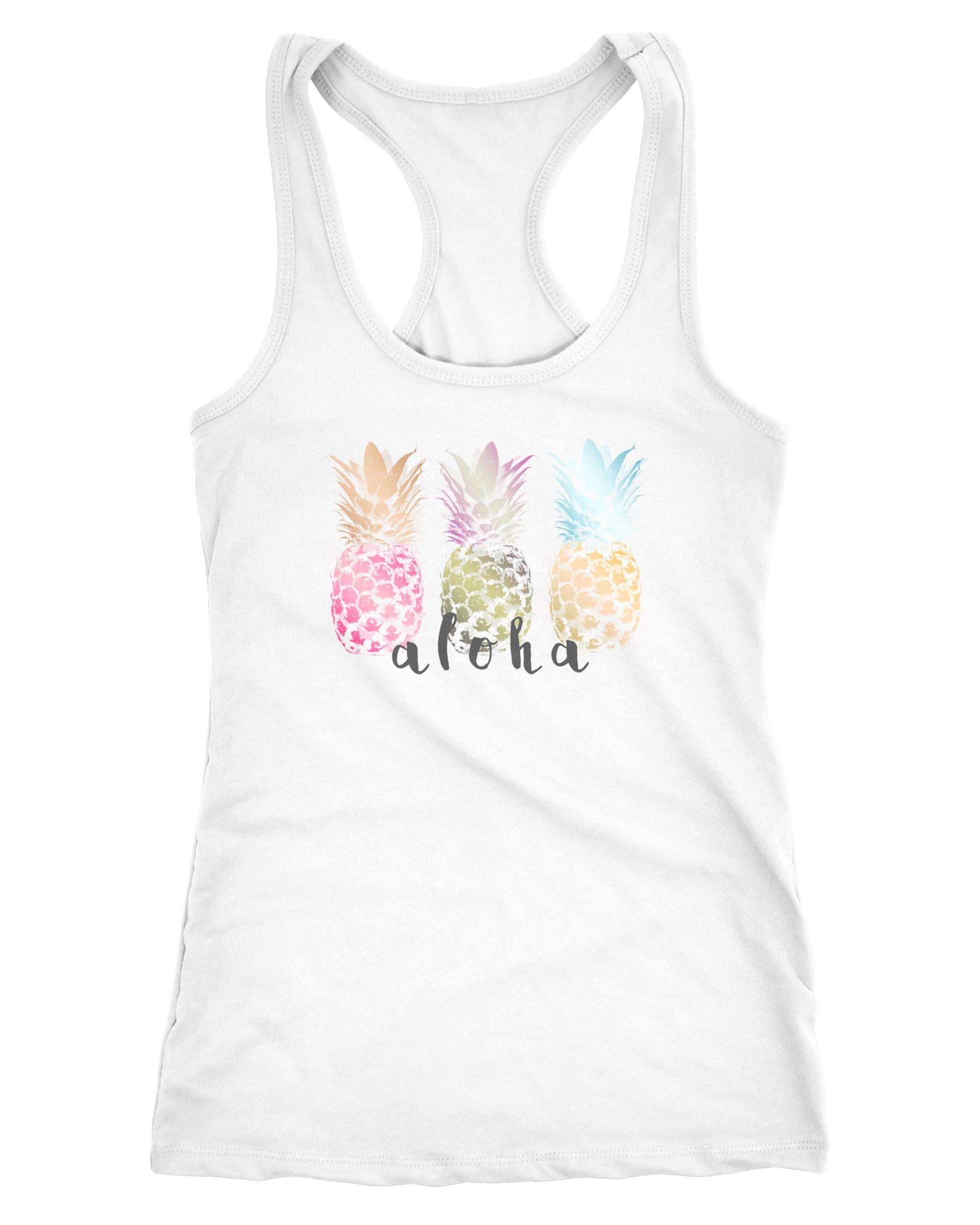 Neverless Tanktop Damen Tank-Top Aloha Ananas Print Pineapple bunt Racerback Tank Top