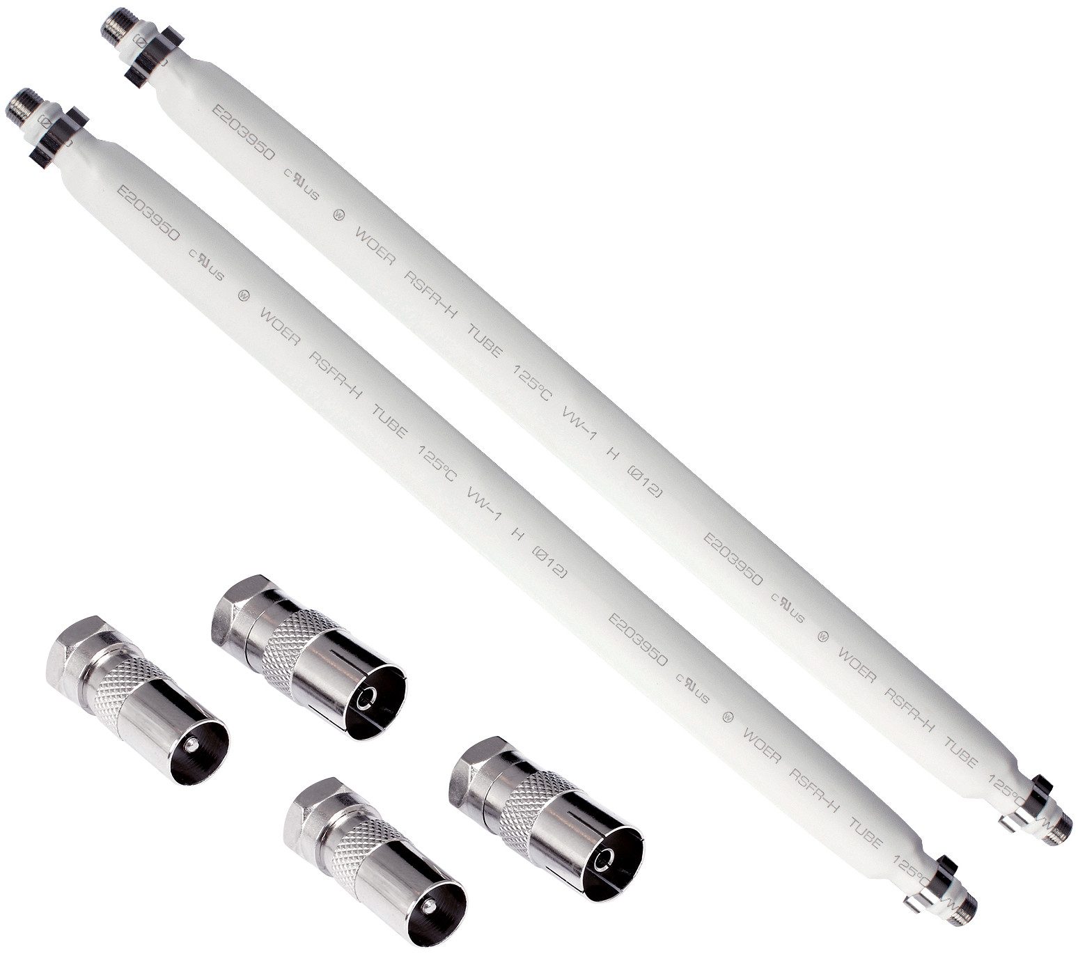 Poppstar SAT Fensterdurchführung SAT Kabel flach SAT-Kabel, (31.5 cm), 31,5cm Durchführung 2mm ultra-flach, Kupplungen 4x F-Stecker, weiß