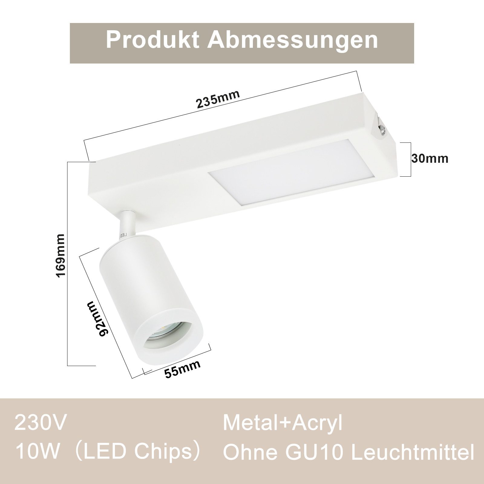 ZMH Deckenstrahler 1 Flammig 10W Schwarz/Weiß günstig online kaufen