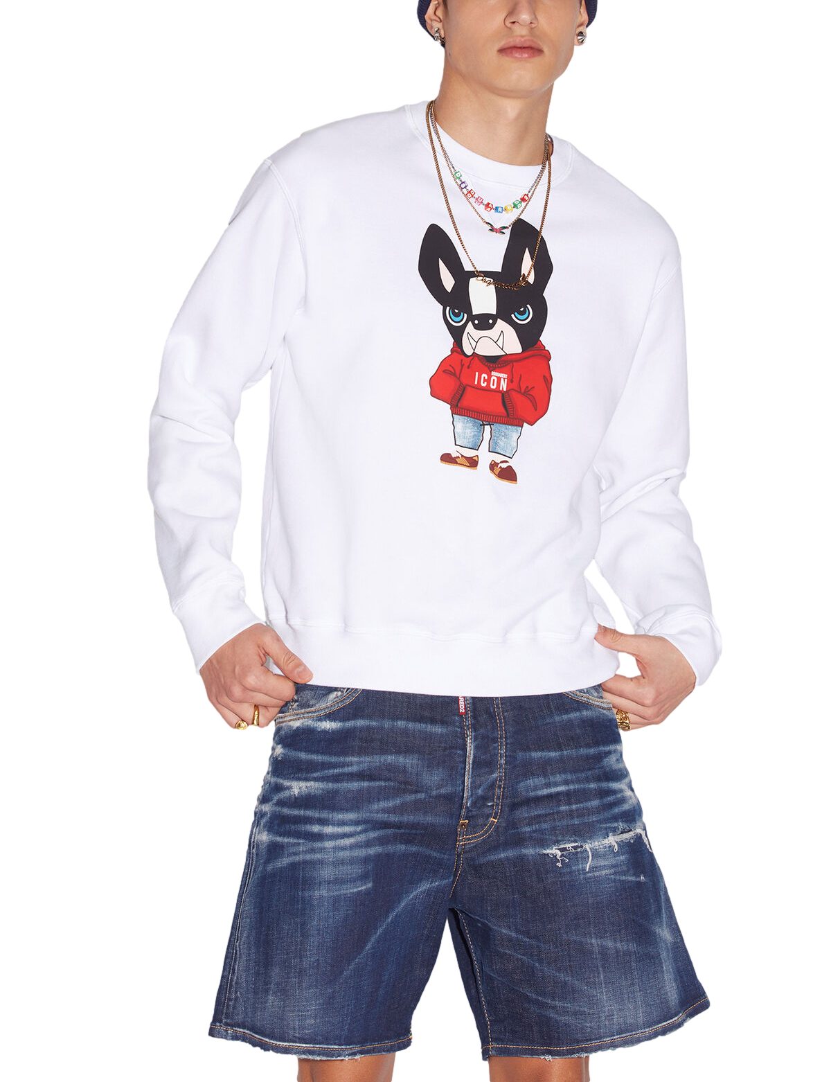 Rundhalspullover Dsquared2 Red Ciro Sweater Weiß Herren