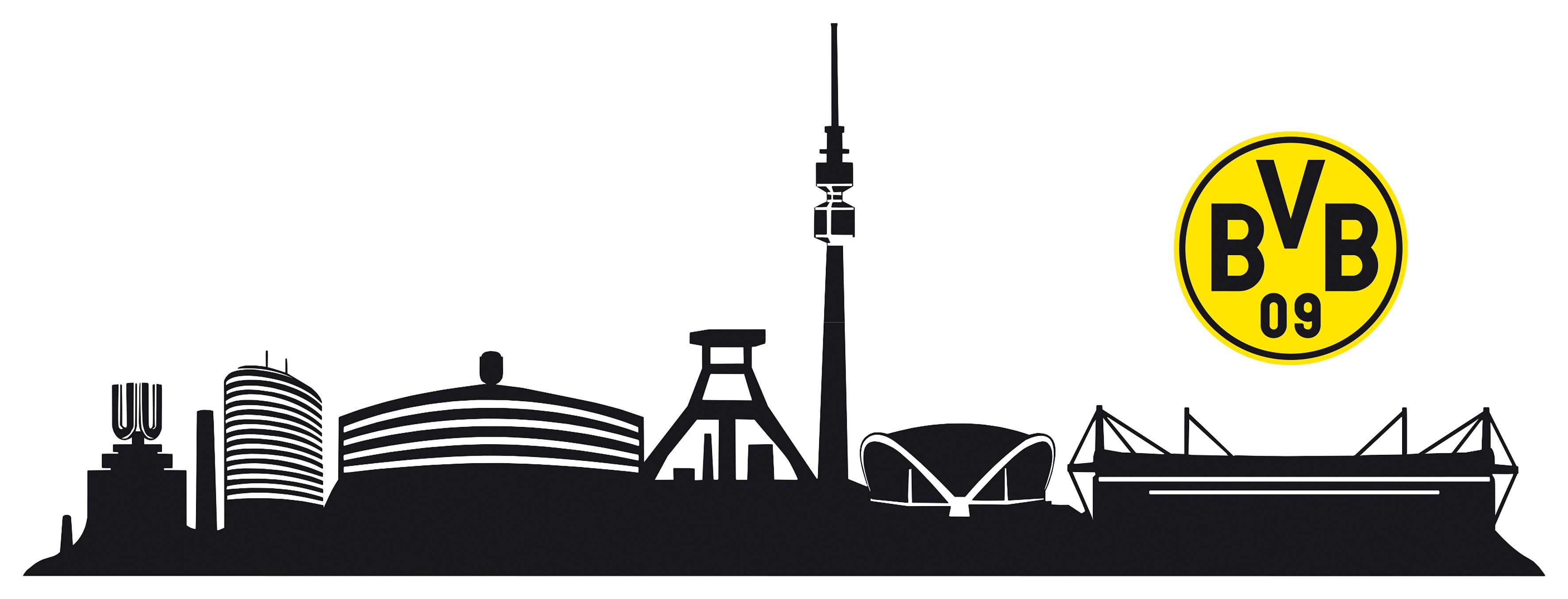 Wandtattoo »BVB Skyline mit Logo«, in 4 Größen | OTTO