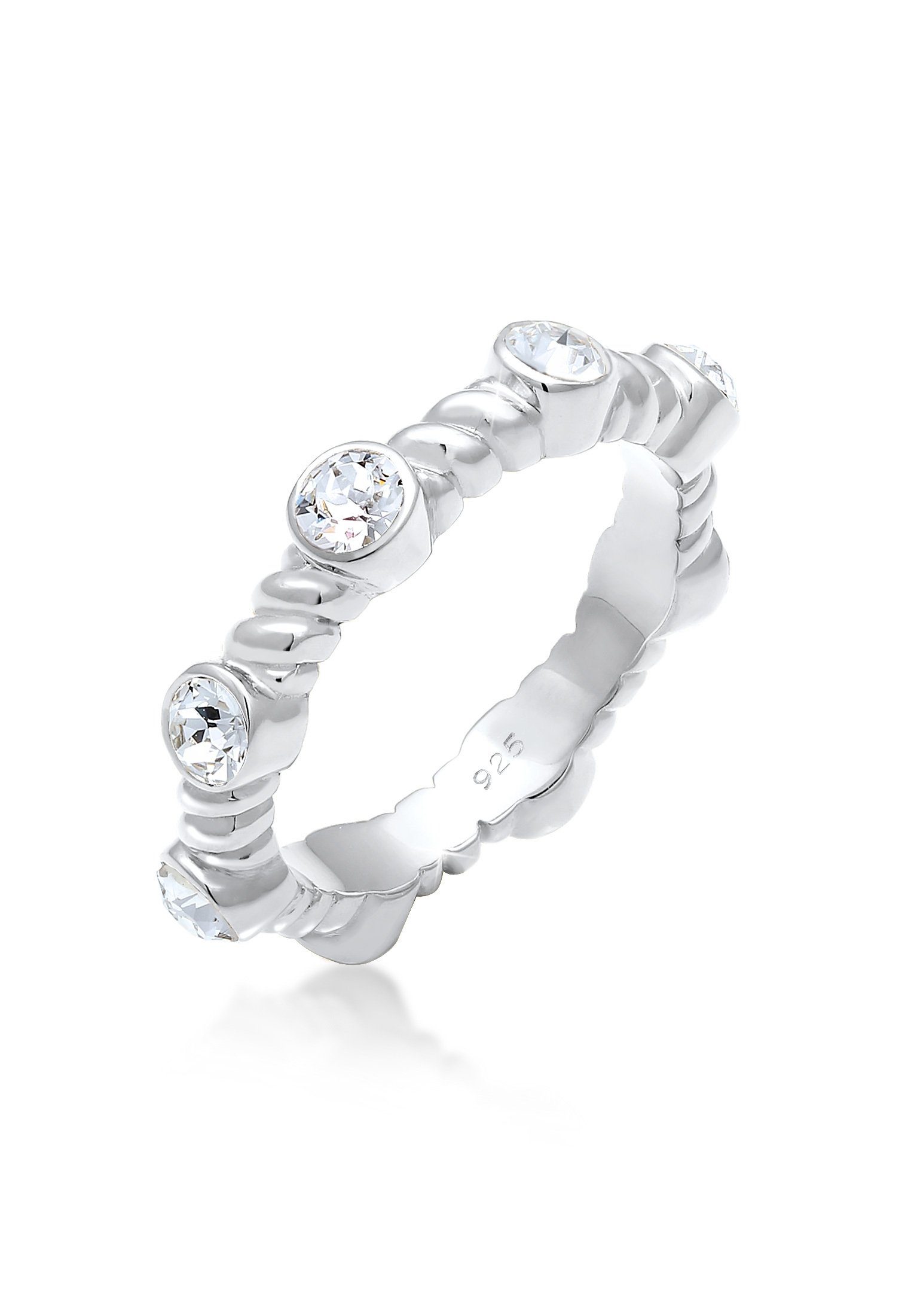 Elli Premium Fingerring Gedreht Infinity Kristalle 925 Silber, Twisted