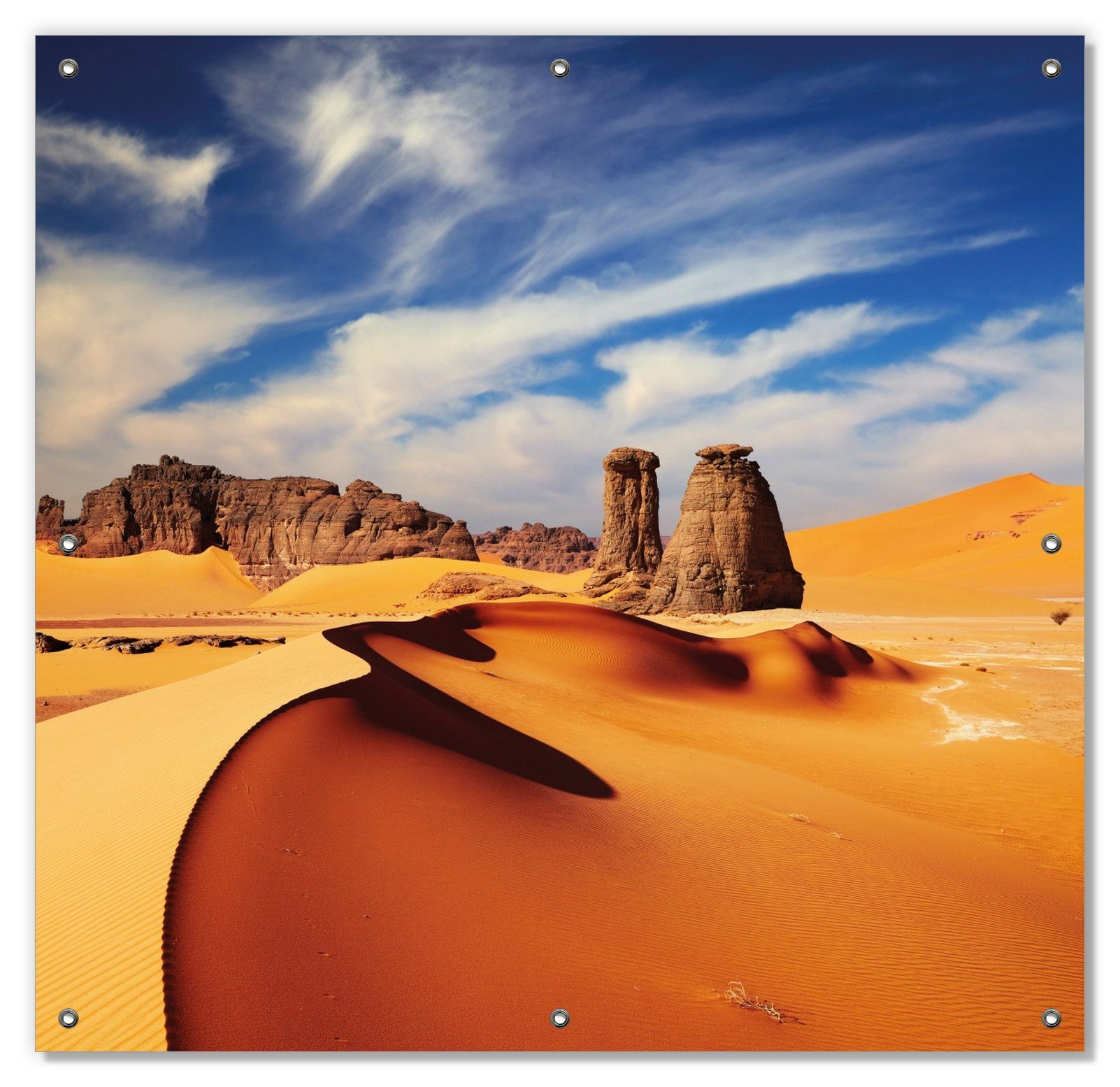 Sonnenschutz Felsen und Sand in der Sahara Wüste, Wallario, blickdicht, mit Saugnäpfen, wiederablösbar und wiederverwendbar