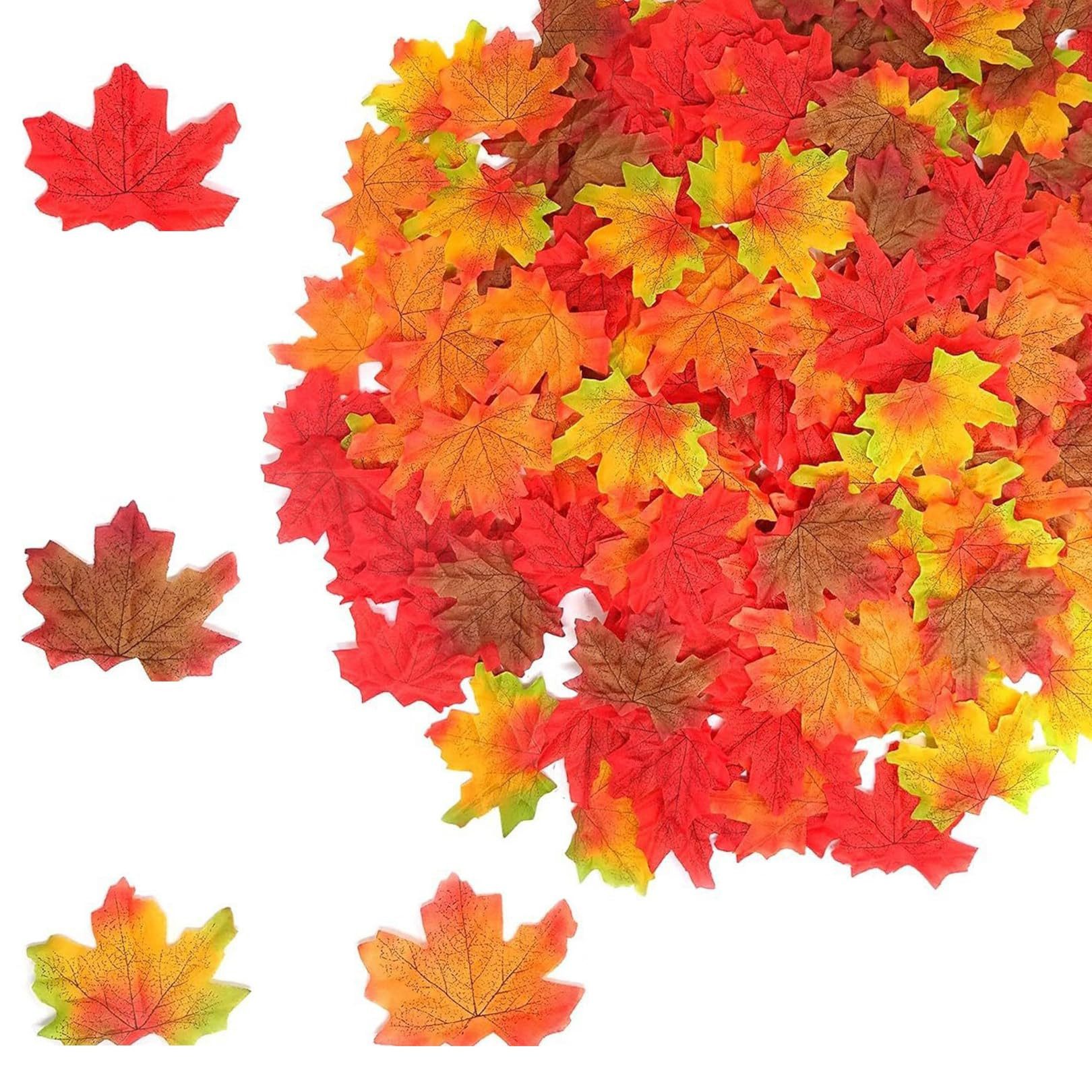 Kunstblume 300 Stück Künstliche Ahornblätter, 6 Farben Herbstblätter Deko, FOUORTUNATE-BEE, für Halloween, Erntedankfest, Hochzeit und Partys – Bild 4 von 5