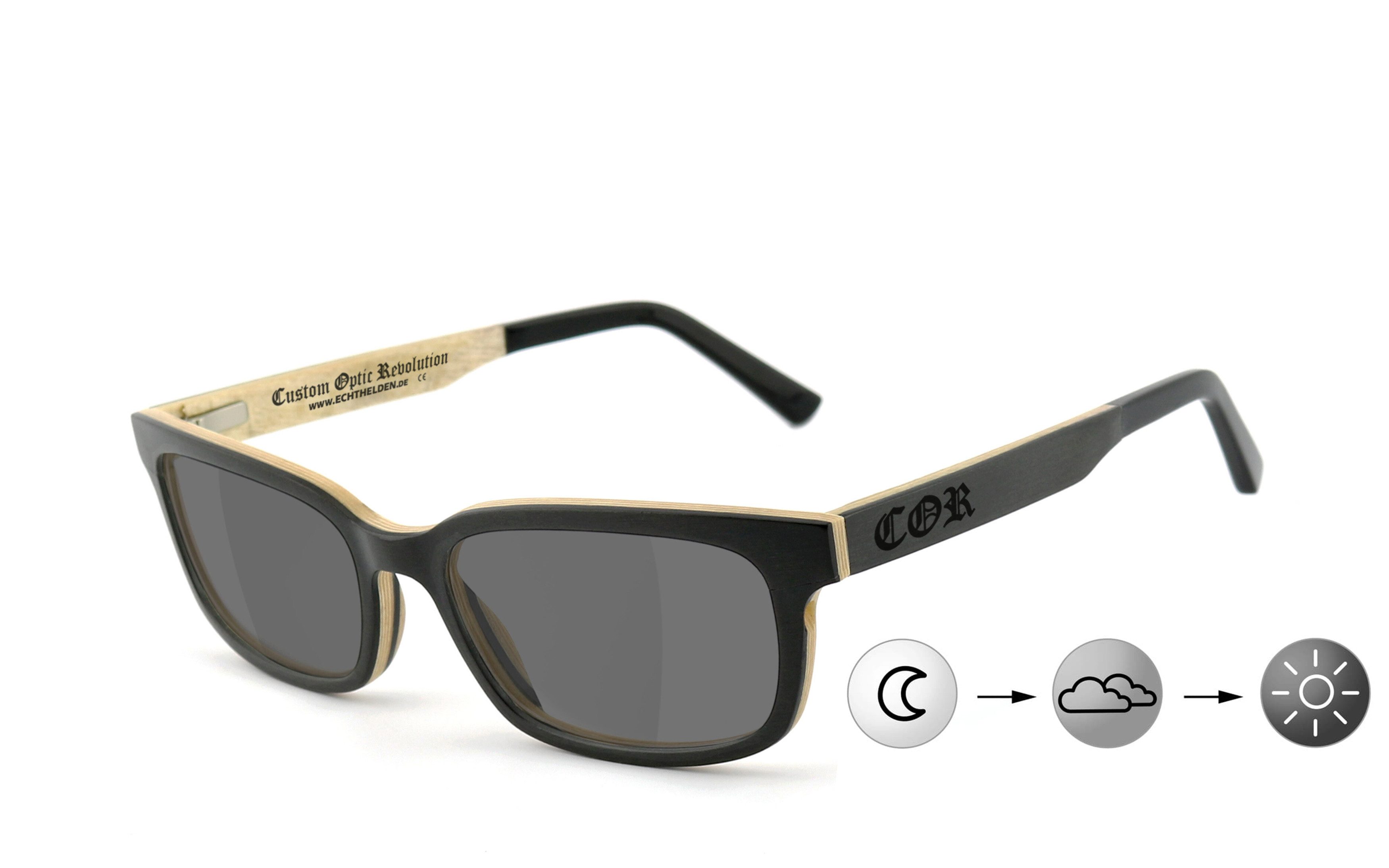 COR Sonnenbrille 018 Holzbrille selbsttönend polarisierende Gläser