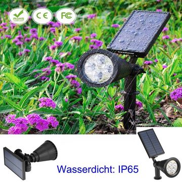 LETGOSPT LED Solarleuchte 2/4 Stück 4LED Solar Gartenleuchte Solarstrahler, Automatisch Ein/Aus, LED fest integriert, IP65 Wasserdicht, LED Solarleuchte Solarlampe für Außen, Hof, Garage