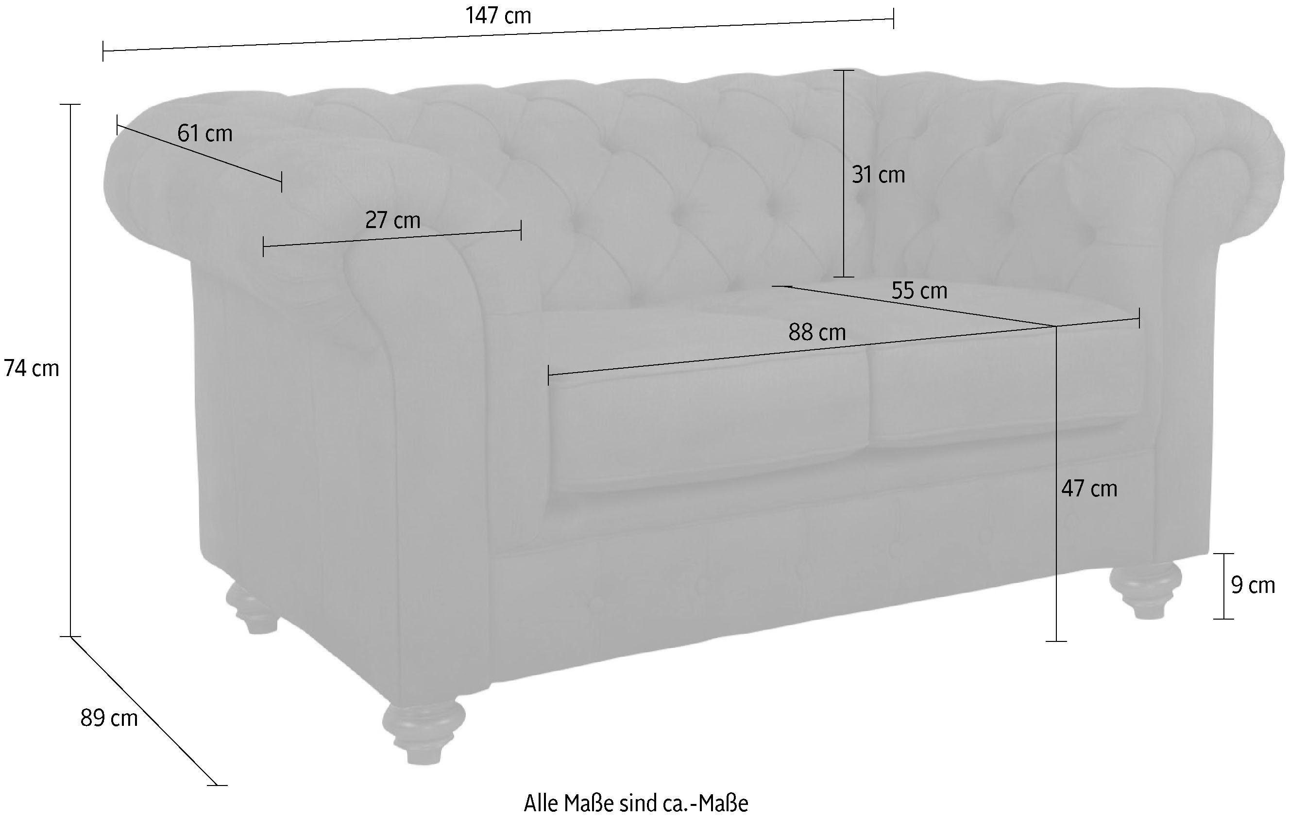 Home affaire Chesterfield-Sofa Duc 2-Sitzer, hochwertige Knopfheftung im Rücken, Samtoptik mit changierender Optik