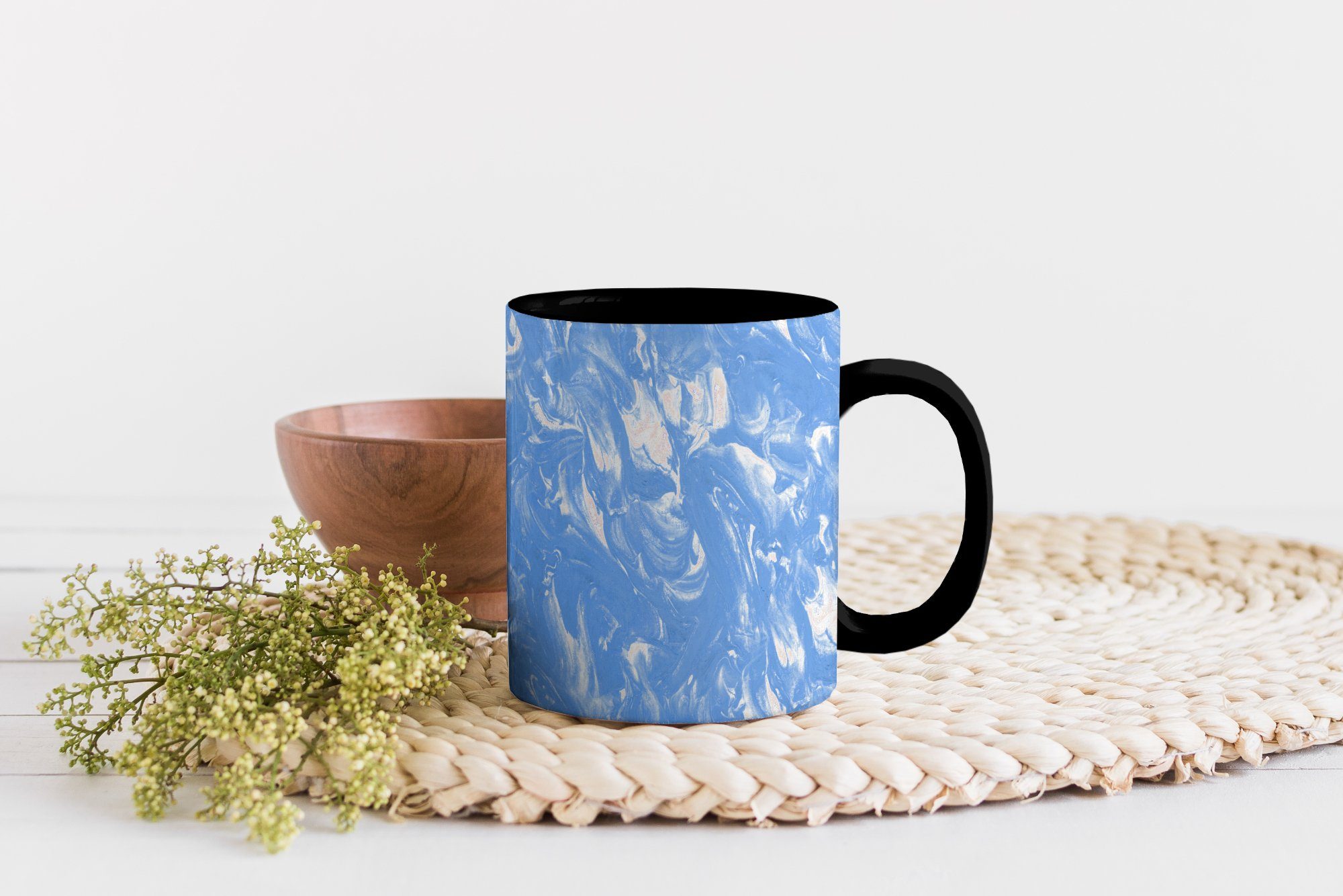 Zaubertasse, Teetasse, - Kaffeetassen, Muster, - MuchoWow Geschenk Farbwechsel, Marmor Keramik, Tasse Blau
