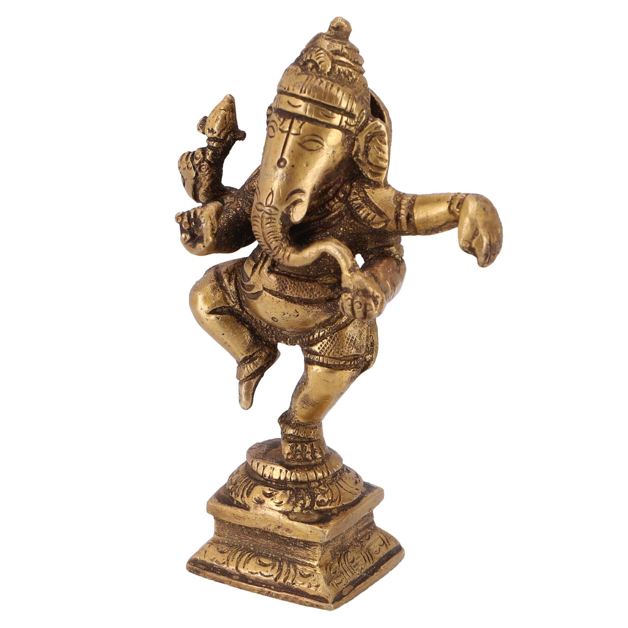 Guru-Shop Dekofigur Messingfigur Ganesha Ganesha.. Statue, tanzender