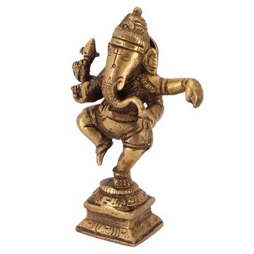 Guru-Shop Dekofigur Messingfigur Ganesha Statue, tanzender Ganesha..