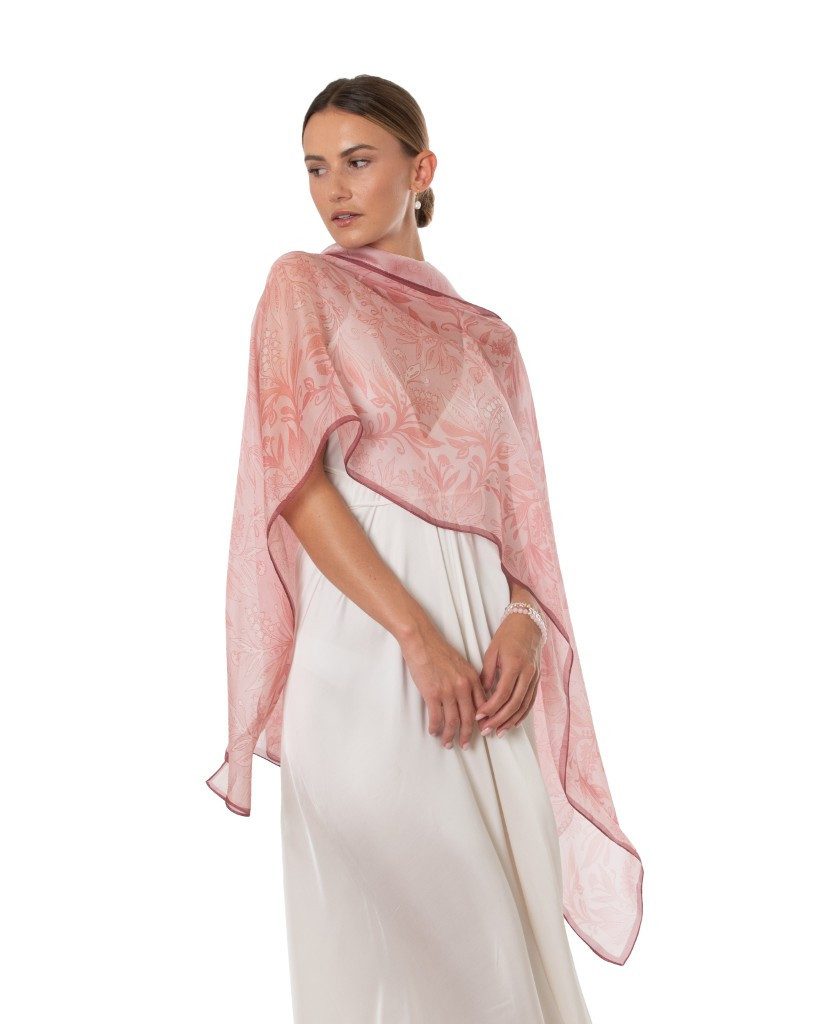 MayTree Seidenschal Seidenchiffon zarte Blumen rosa günstig online kaufen