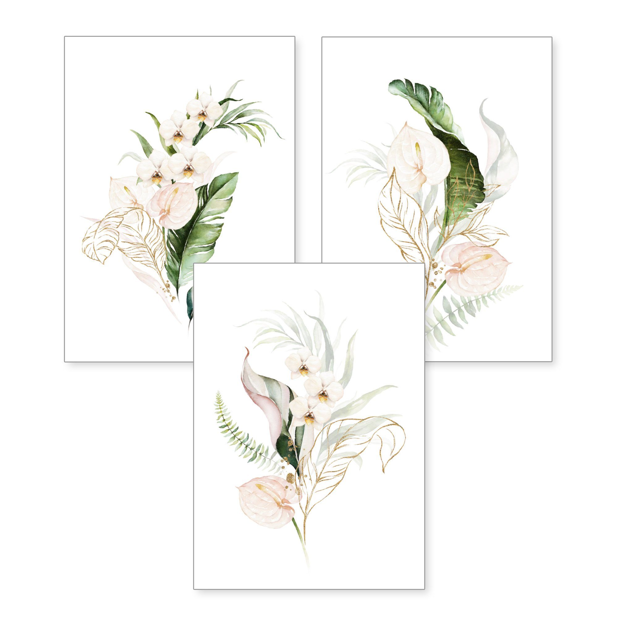 Kreative Feder Poster Weiße Orchideen, Blumen günstig online kaufen