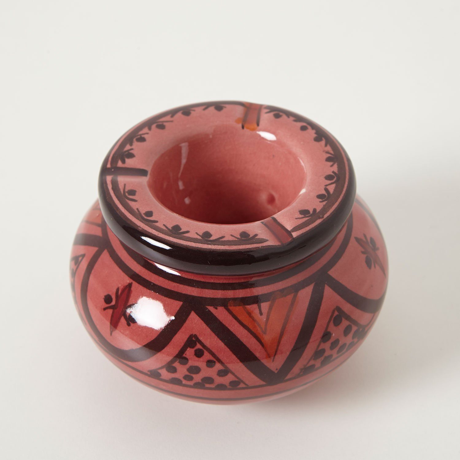 Casa Moro Aschenbecher Marokkanischer Keramik Aschenbecher Windaschenbecher handgetöpfert, handbemalt, Weihnachtsdeko, Kunsthandwerk aus Marrakesch Rot