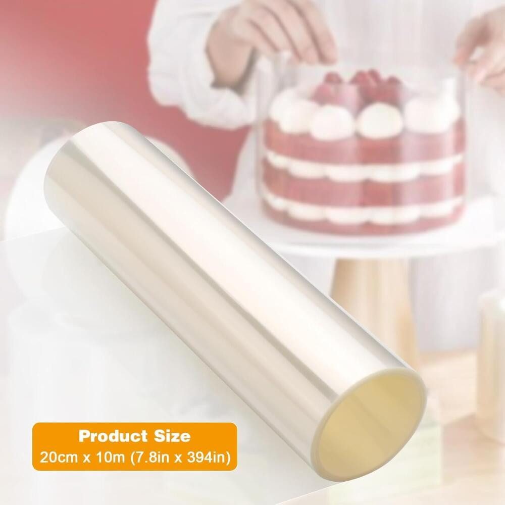 FELIXLEO Tortenring Tortenrandfolie Acetat 20cm x 10m Kuchen Folie Stabilisieren Dekor, (2 tlg)