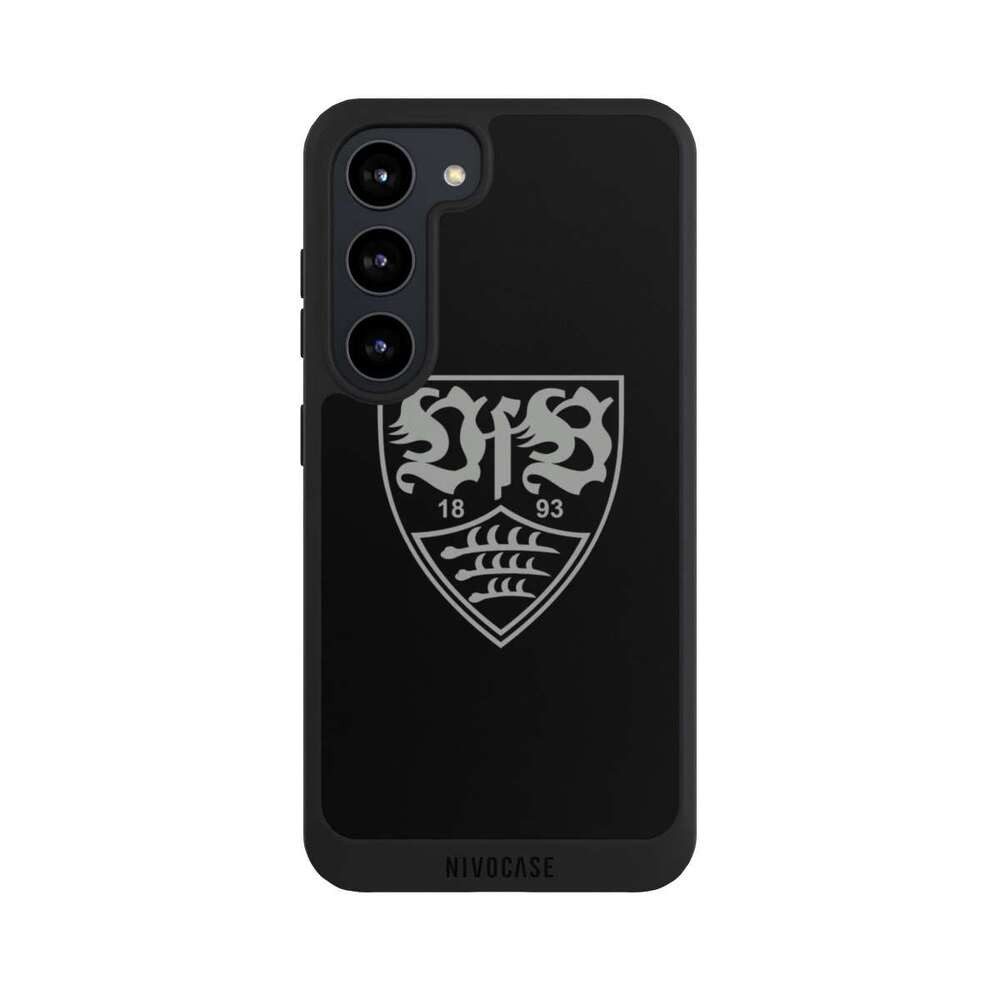 NIVOCASE Handyhülle Offizielles Lizenzprodukt VfB Stuttgart Logo VfB Stuttgart schwarz, Samsung Galaxy S23 Handyhülle Hülle NIVOpure Case Schwarz