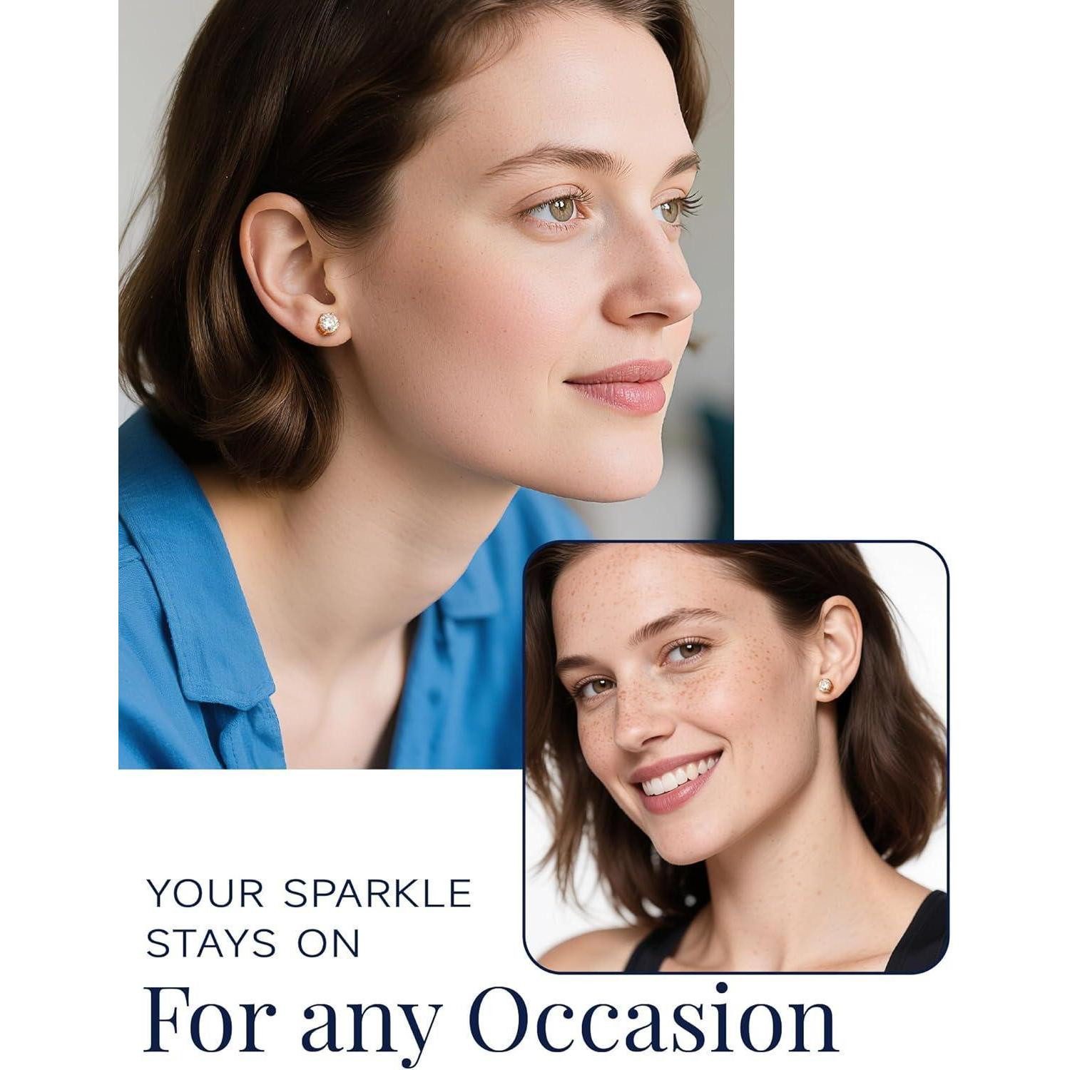 LuxusKollektion Paar Ohrstecker Ohrstecker Moissanite Gold 585 0.6 Karat 0.3ct 2 4mm Rosegold 6 Prong