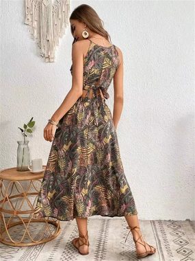 RUZU UG Shirt & Rock Zweiteiliges Sommerkleid-Set mit Träger-Oberteil und Hosenträger-Print (1-tlg)