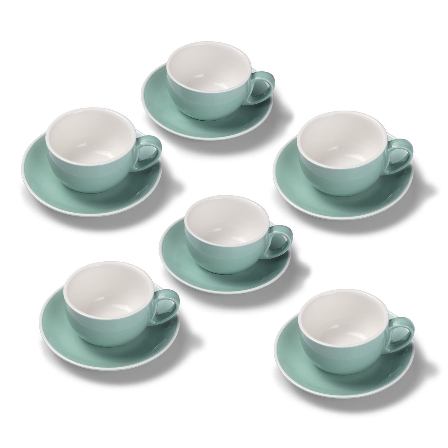 Terra Home Tasse Terra Home 6er Milchkaffeetassen-Set, Türkis glossy, Porzellan | Tassen