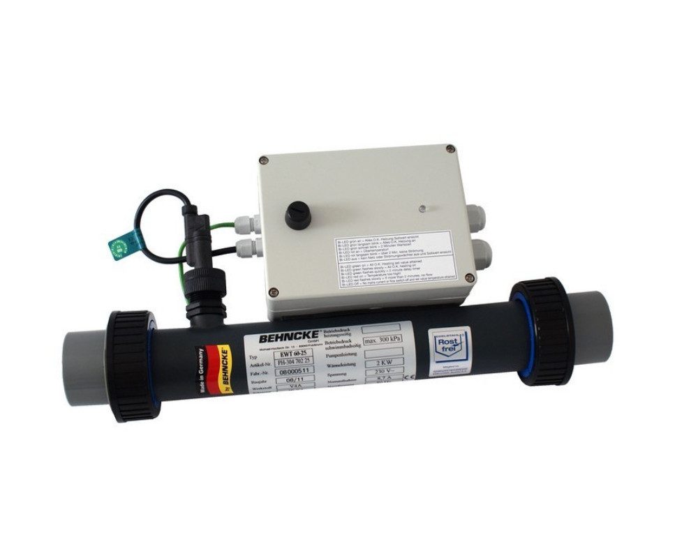 Behncke Pool-Wärmepumpe Elektroheizer EWT 60-25 mit Strömungsschalter 1,5 kW 230 V