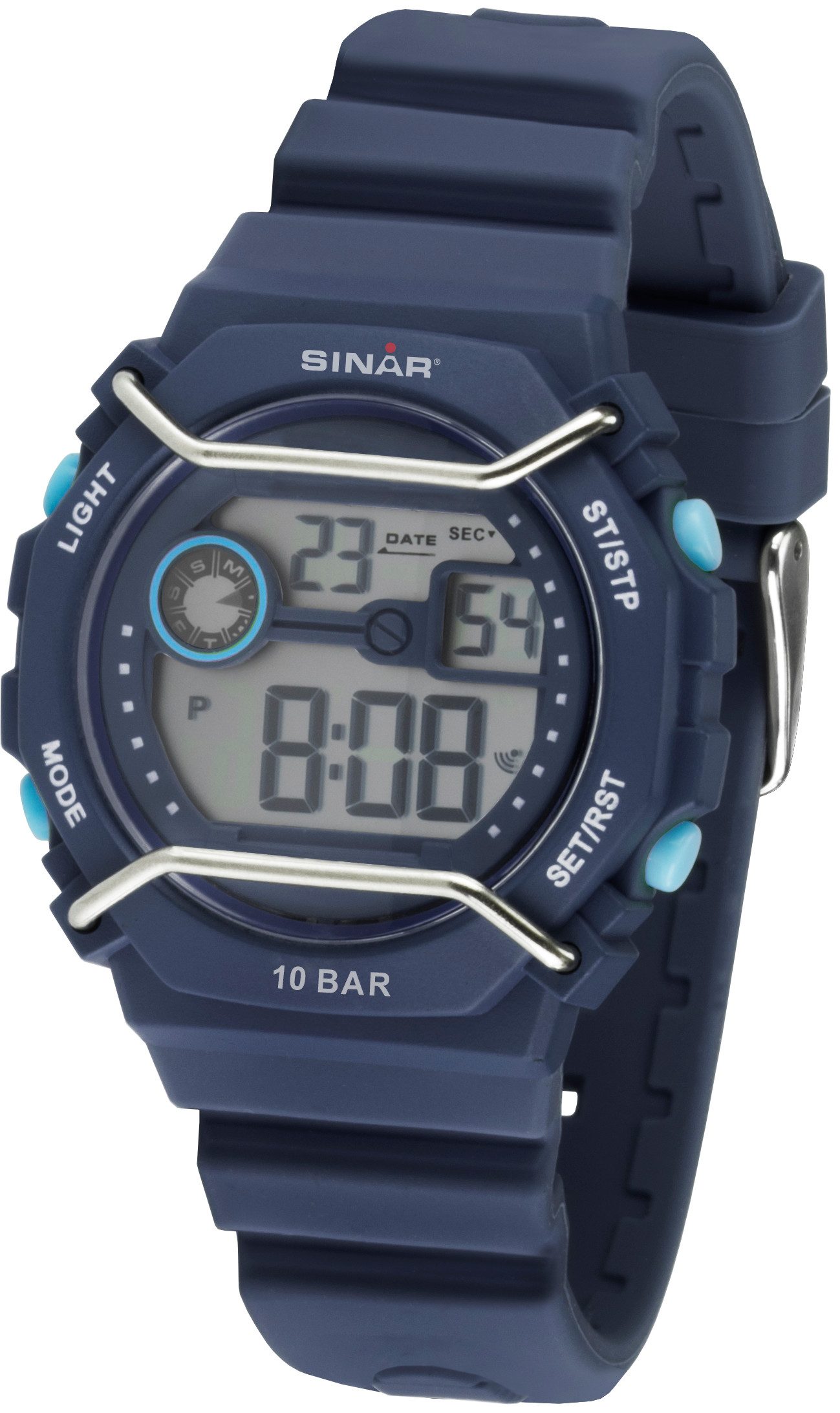 SINAR Digitaluhr XE-69-2, Quarzuhr, Armbanduhr, Herrenuhr, Silikonarmband, digital, Monat, Tag