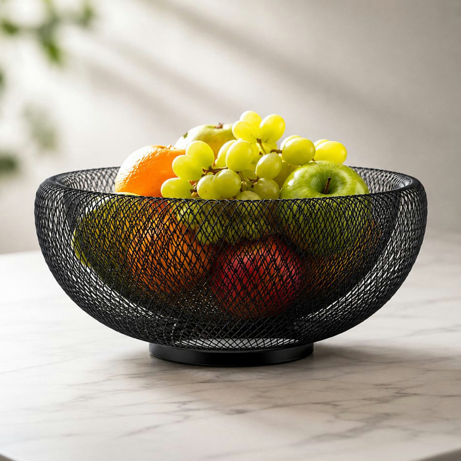 Haushalt International Drahtkorb Obstkorb Brotkorb Metall Schwarz 25x10cm (Stück, 1 St., Packung), Drahtoptik, 1,4 Liter, Dekokorb, Modern, Dekoration