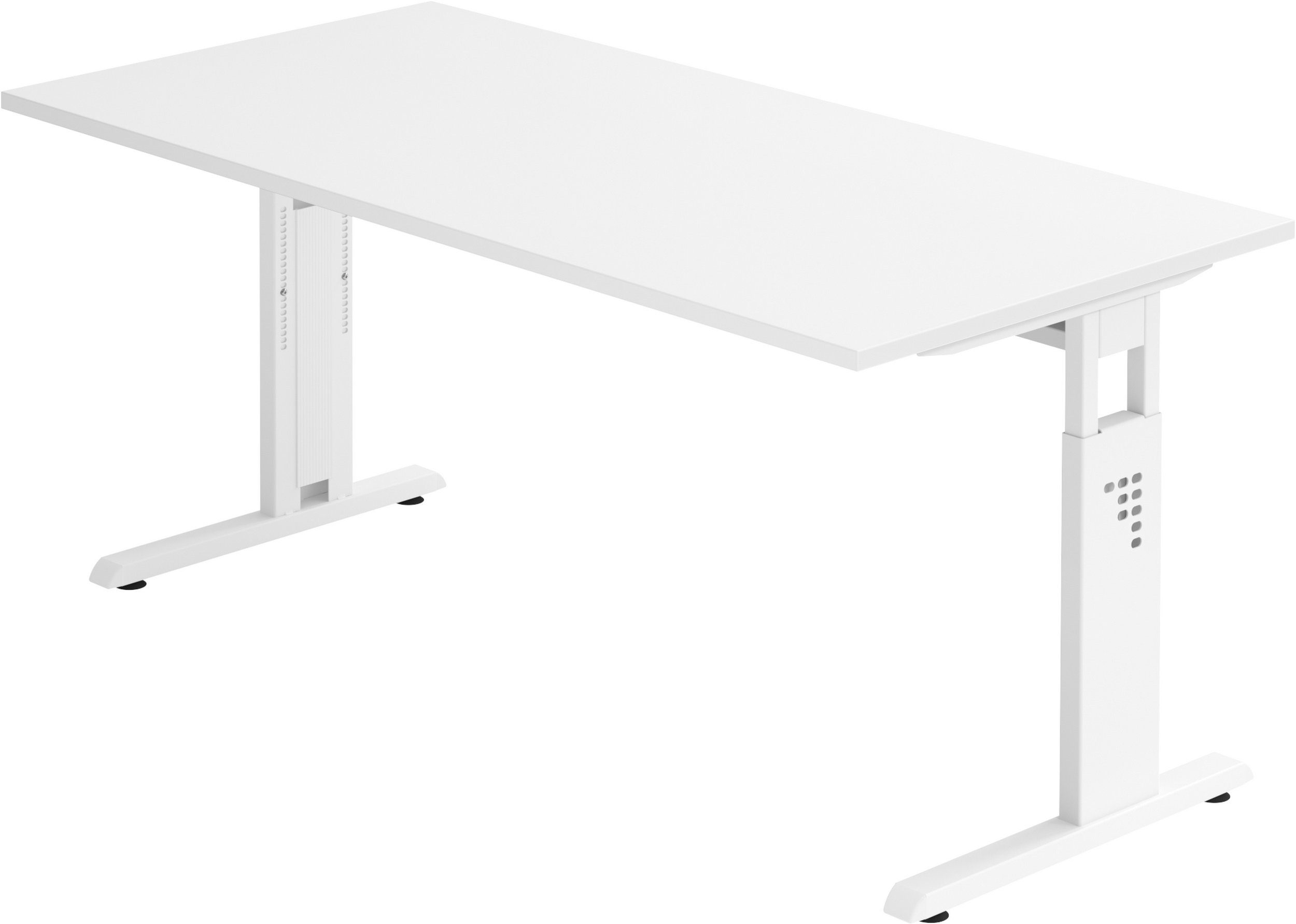 bümö Schreibtisch Serie-O - Arbeitshöhe: höhenverstellbar, Rechteck: 160 x 80 cm - Dekor: Weiß - Gestell: Weiß