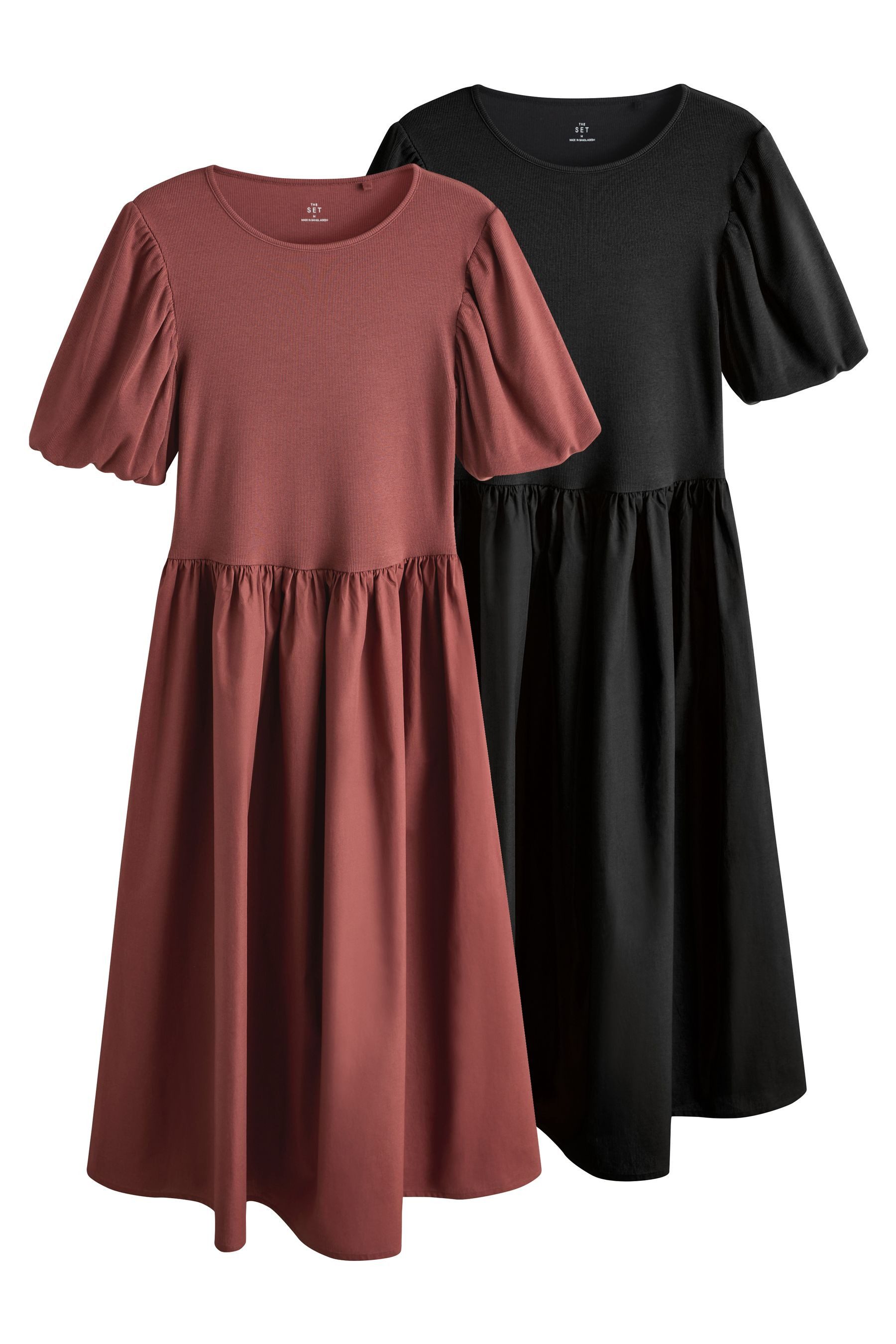 The Set Maxikleid The Set Maxikleider mit Puffärmeln, 2er-Pack (2-tlg) günstig online kaufen