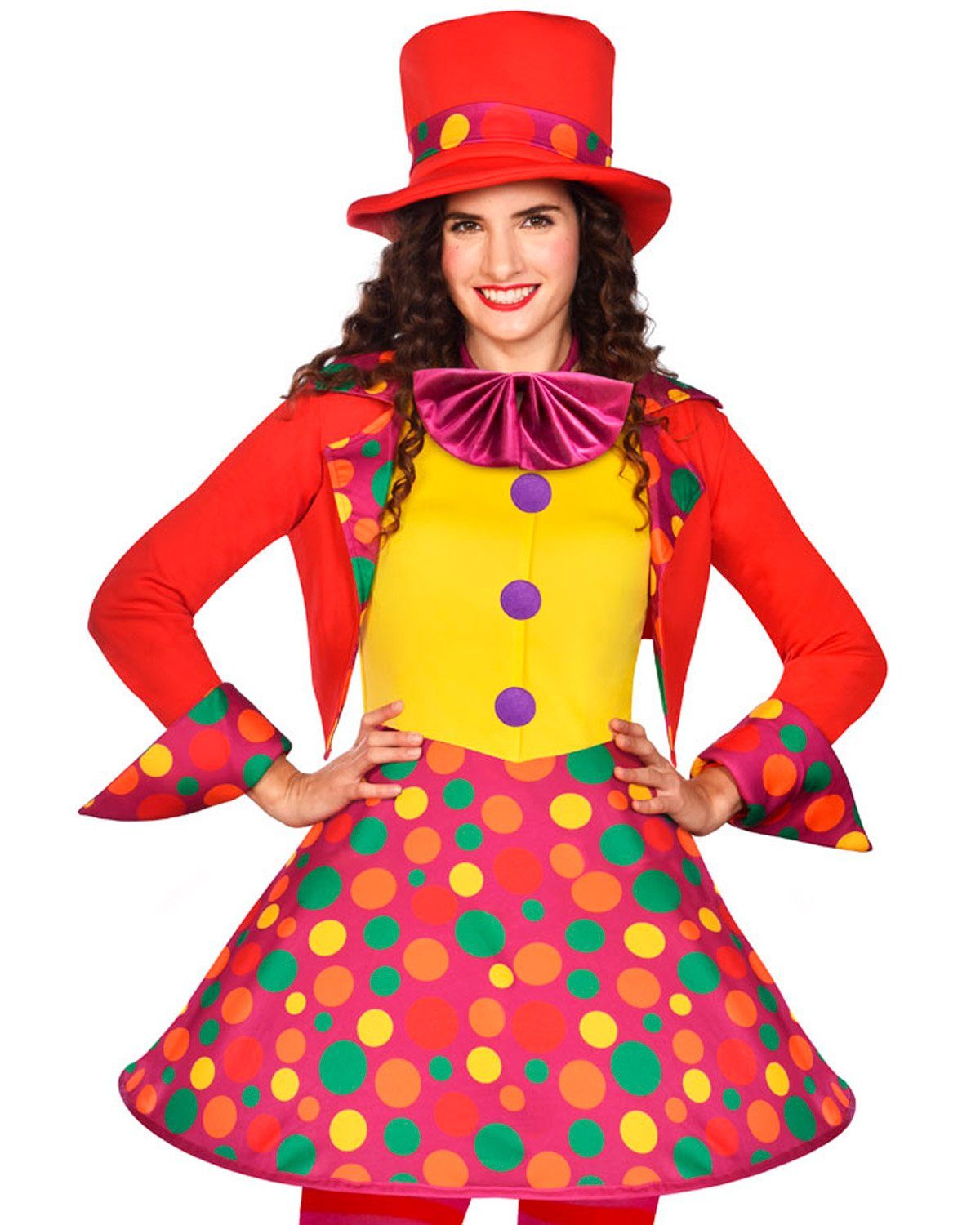 Amscan Clown-Kostüm Bunter Zirkus Clown Kostüm für Damen, Kleid mit H