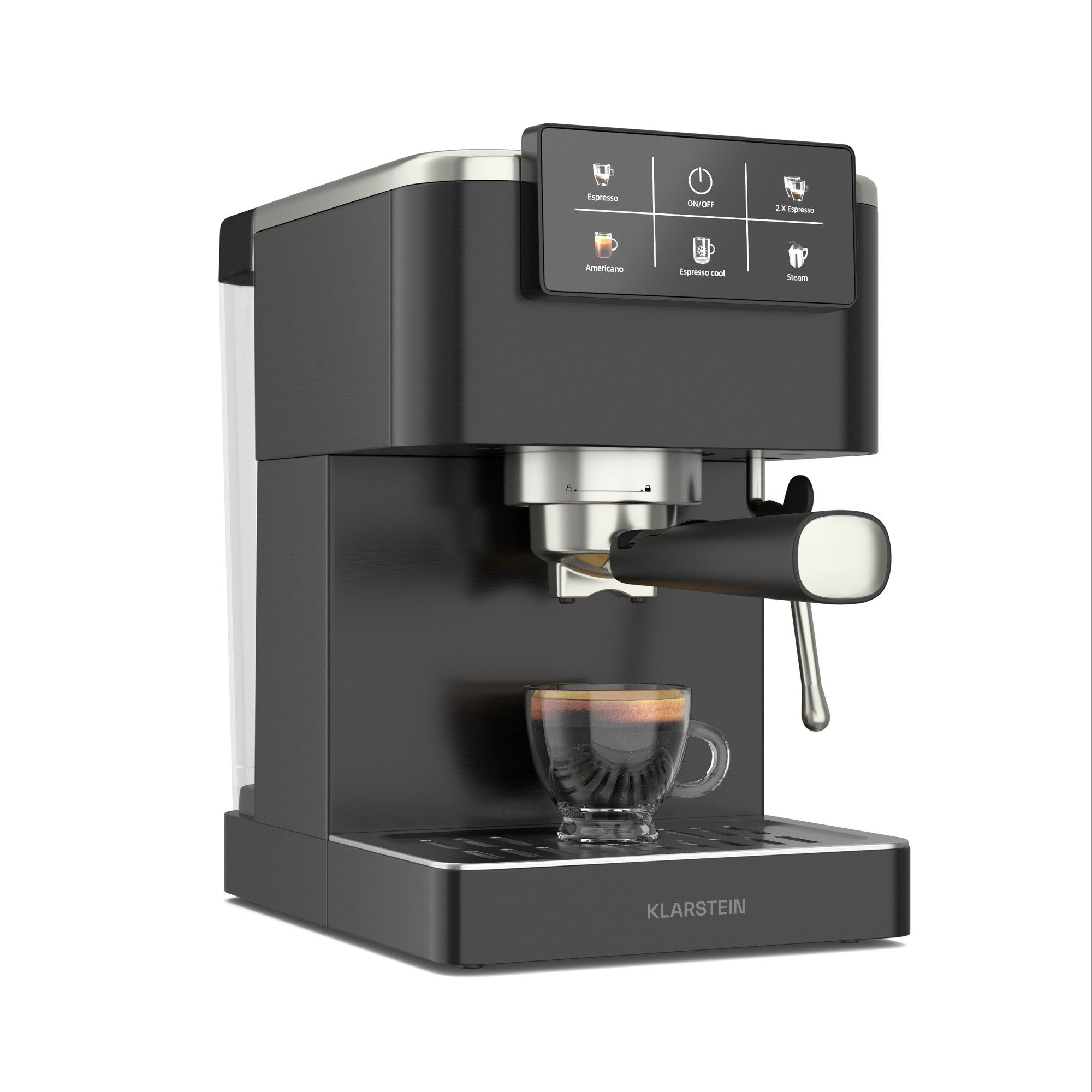 Klarstein Espressomaschine, 1.5l Kaffeekanne, Edelstahlfilter, Elektrisch 20 Bar Espressomaschine Kaffemaschine Touch