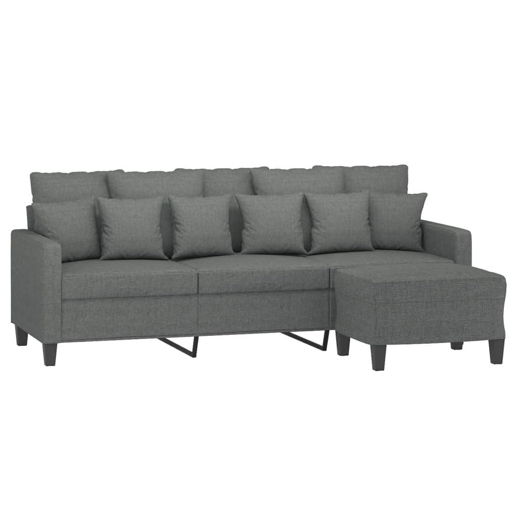 vidaXL Sofa 3-Sitzer-Sofa mit Hocker Dunkelgrau günstig online kaufen