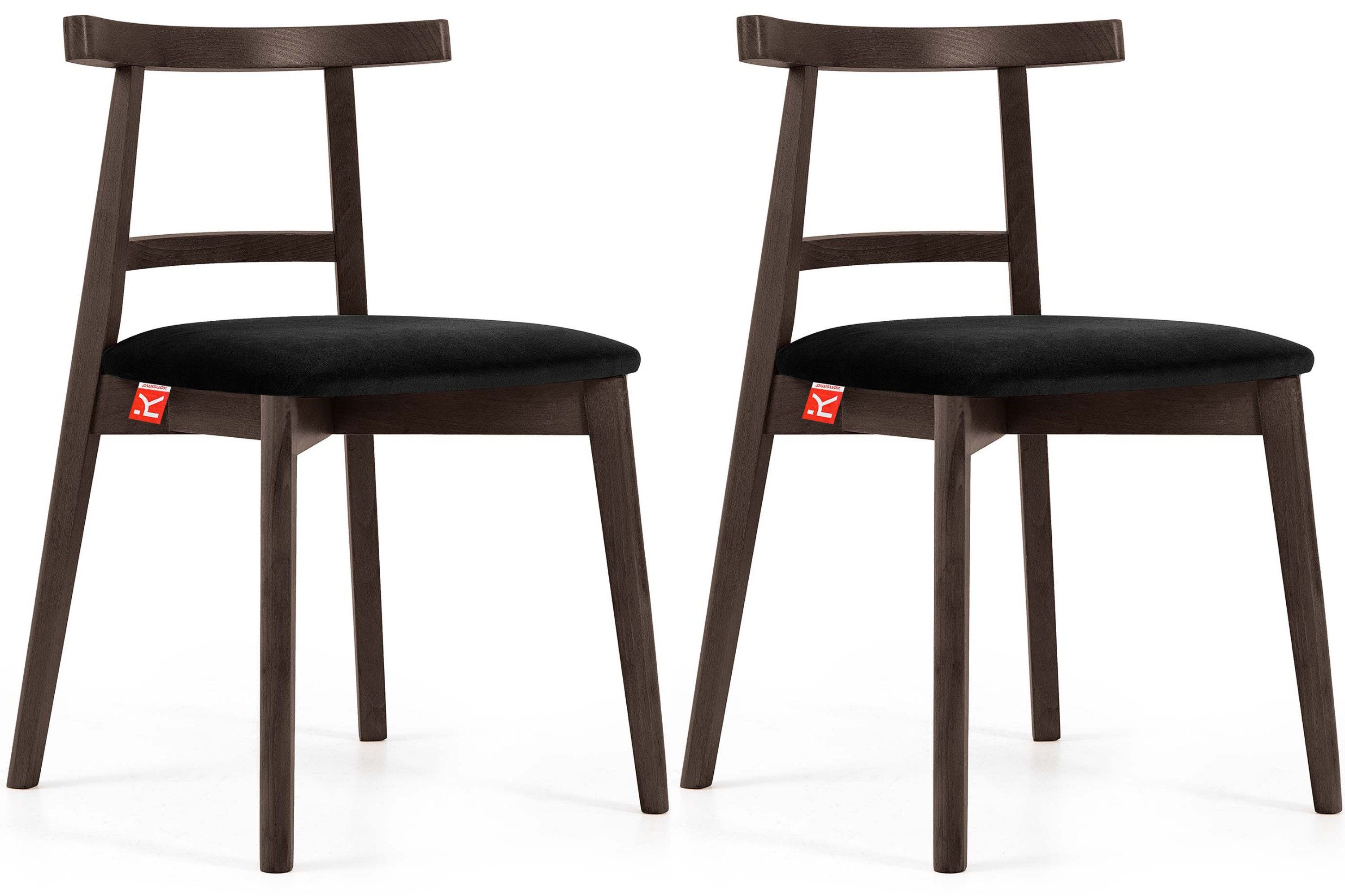 KONSIMO® Esszimmerstuhl Esstischstühle LILIO, Holzstühle, Polsterstühle 2 St., Japandi (dunkle Walnuss), hergestellt in der EU, Buchenholzrahmen, fertigmontiert