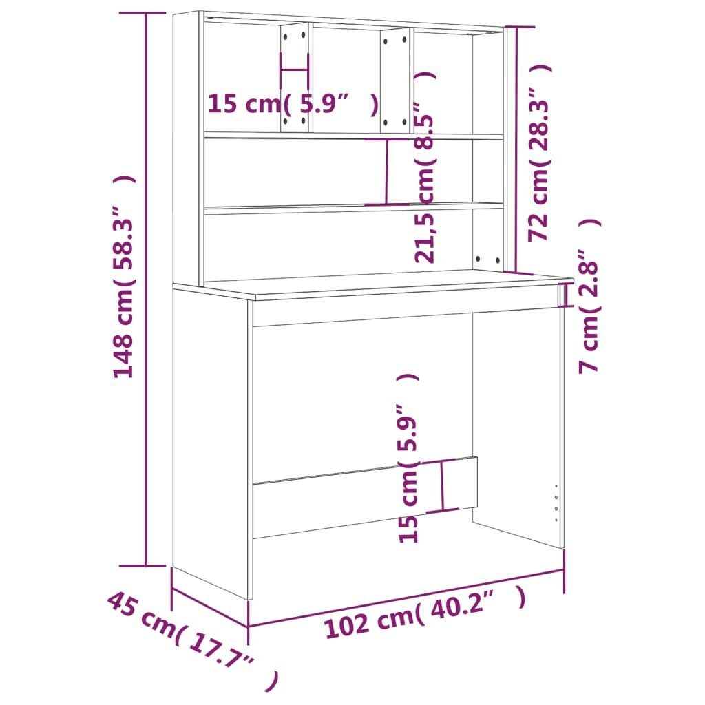 furnicato Schreibtisch Regal Holzwerkstoff mit 102x45x148 Schwarz cm