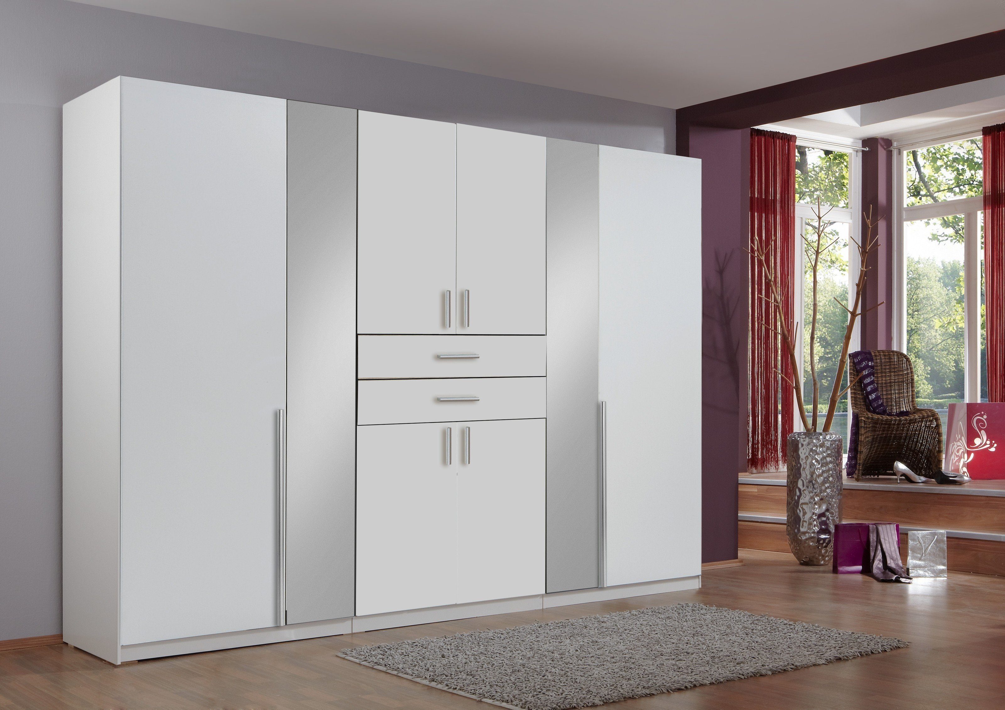 freiraum Kleiderschrank Vanea (BxHxT: 270x210x58 cm) in WEISS mit 8 Türen  und 4 Einlegeböden