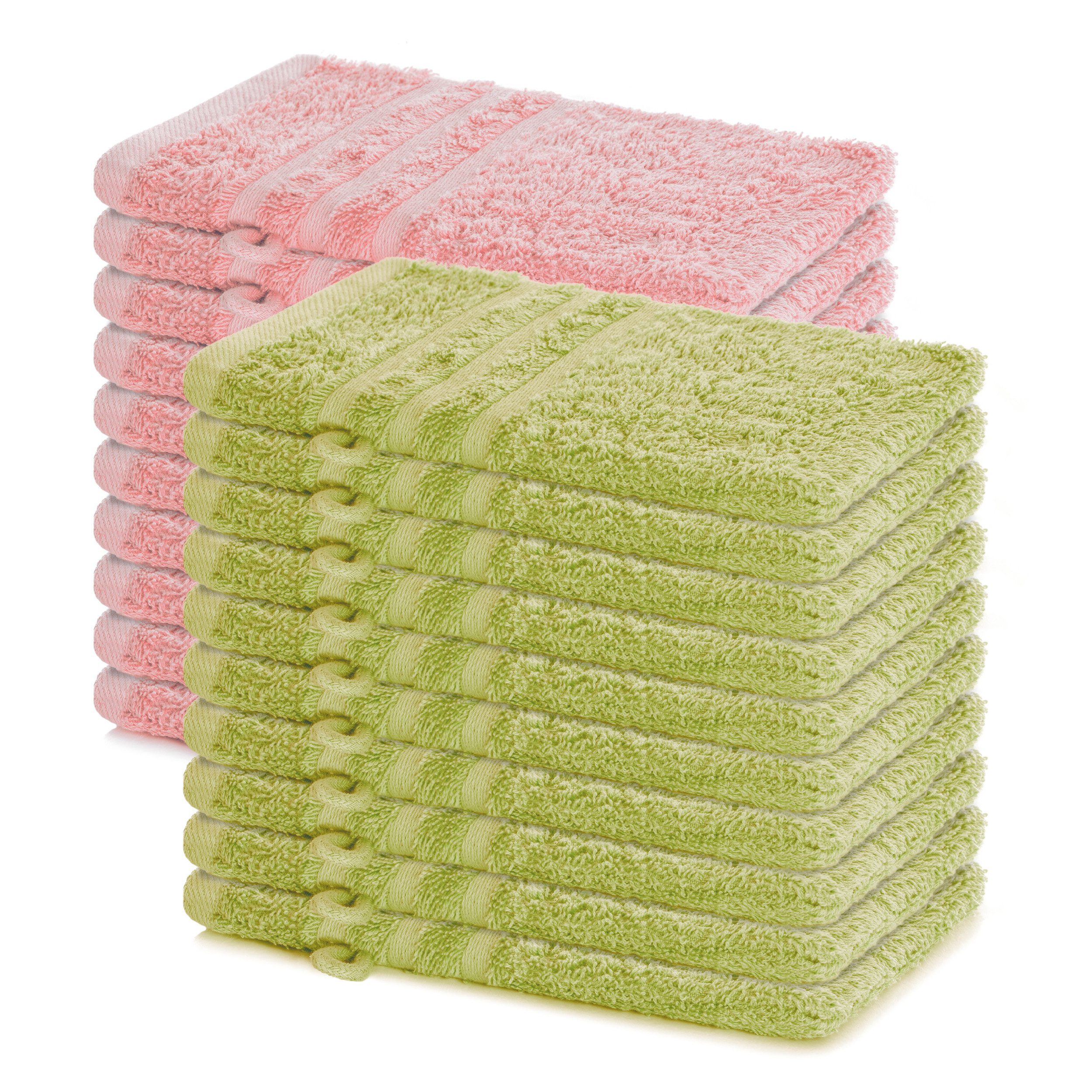 Lavea Waschhandschuh 20er Set Waschhandschuhe, 15 x 21 cm, Elena-Frottierserie, Waschlappen, (20-St), 500 g/m² Frottier, weich & saugstark, pflegeleicht